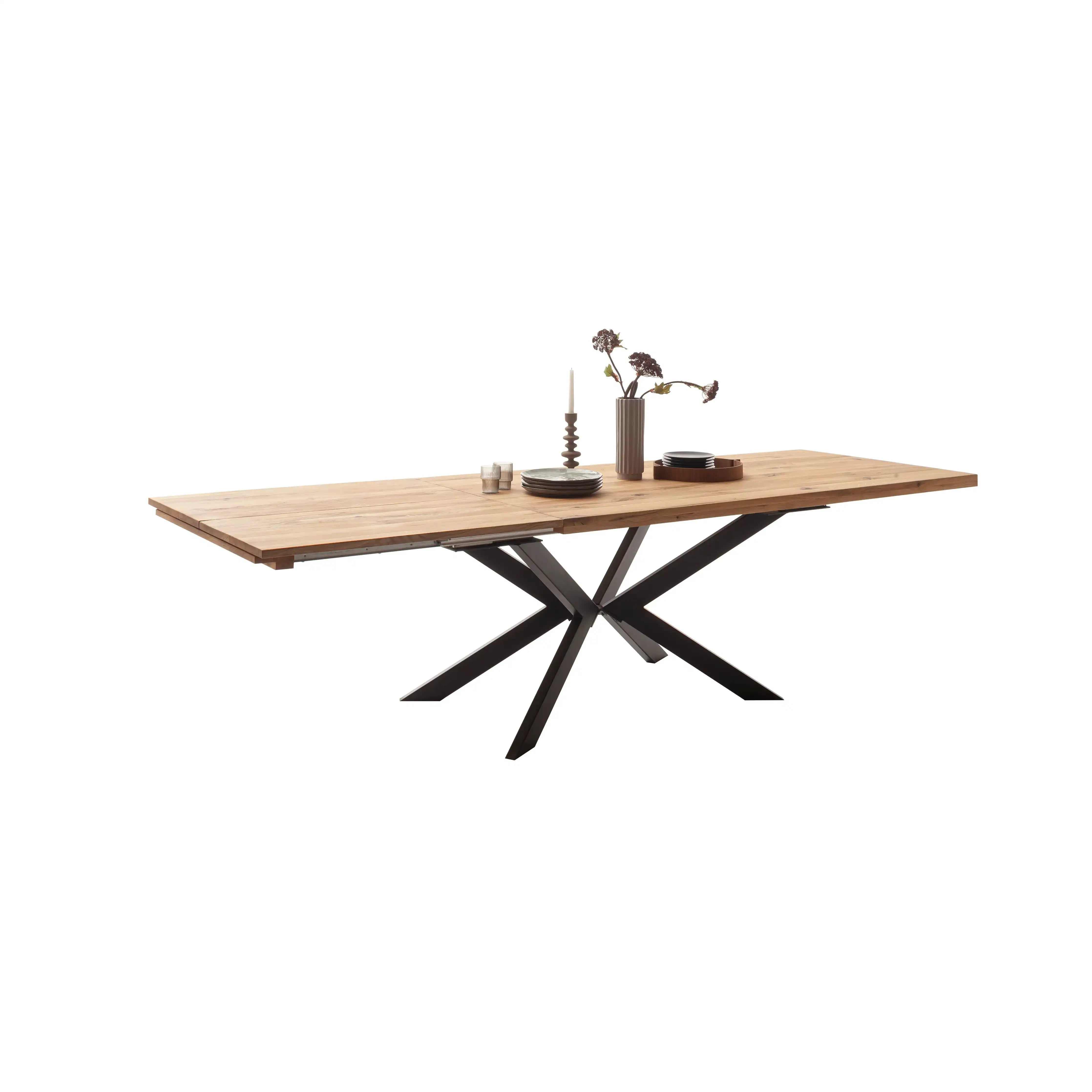 Barletta Auszugstisch Wildeiche Synchronauszug Metallgestell Anthrazit 180 cm 77