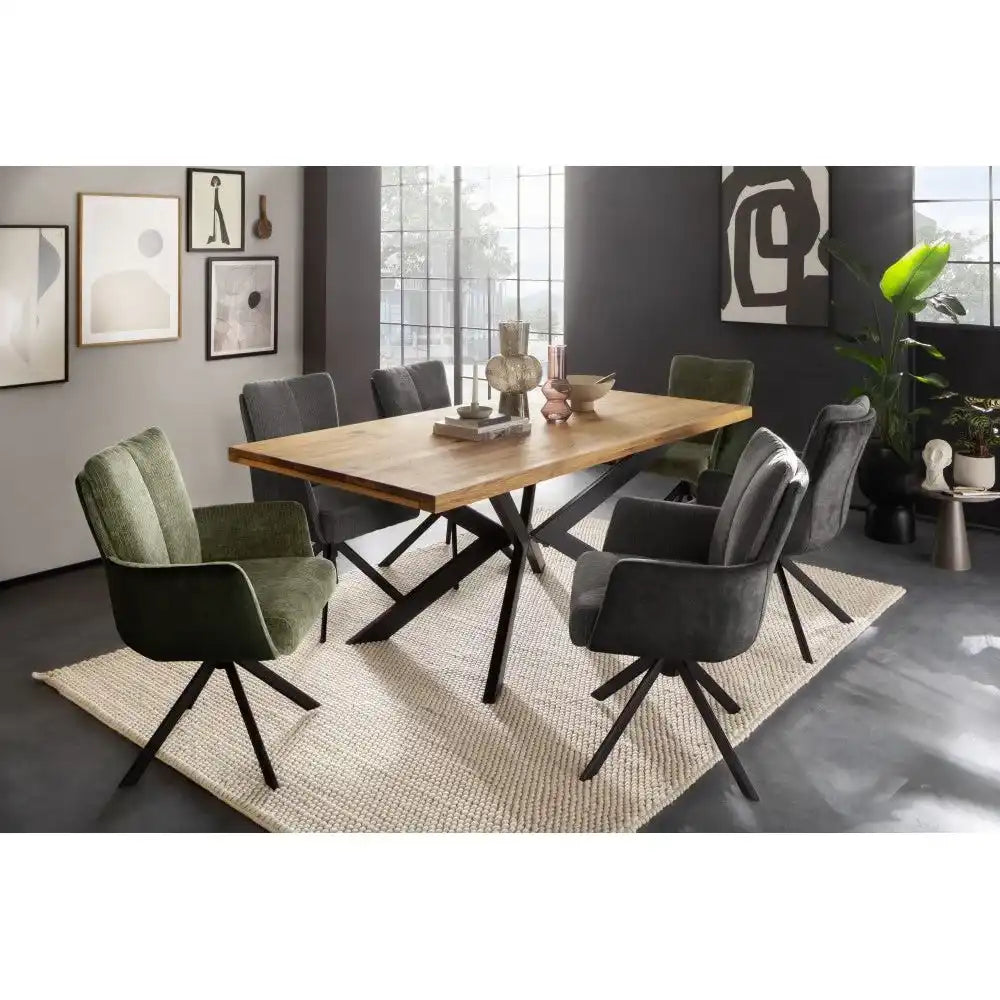 Barletta Auszugstisch Wildeiche Synchronauszug Metallgestell Anthrazit 180 cm 77