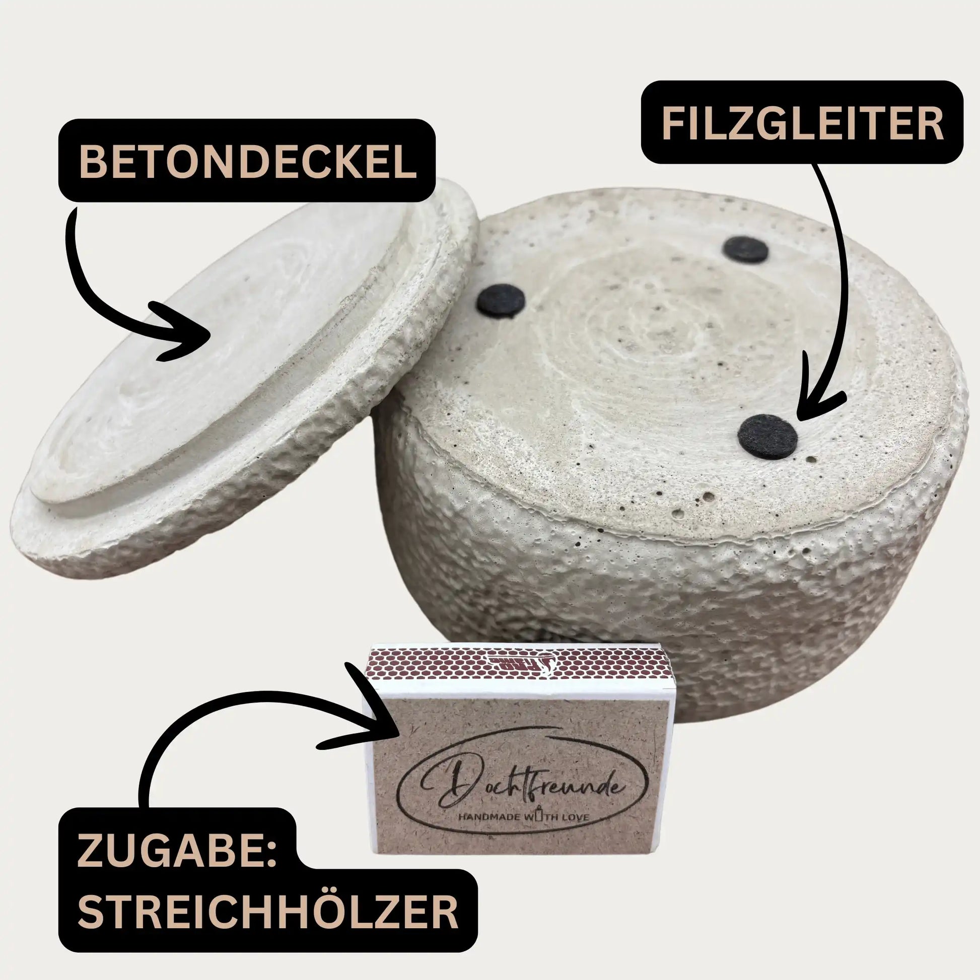 Zwei Docht Betonkerze Betongrau „Grey Orange“ für Herbst und Winter - Stilvolle Aroma Sojawachskerze für Ihr Zuhause. Mit Blütenverzierung und HOCHWERTIGEM Baumwolldocht aus dem Südschwarzwald by DochtFreunde