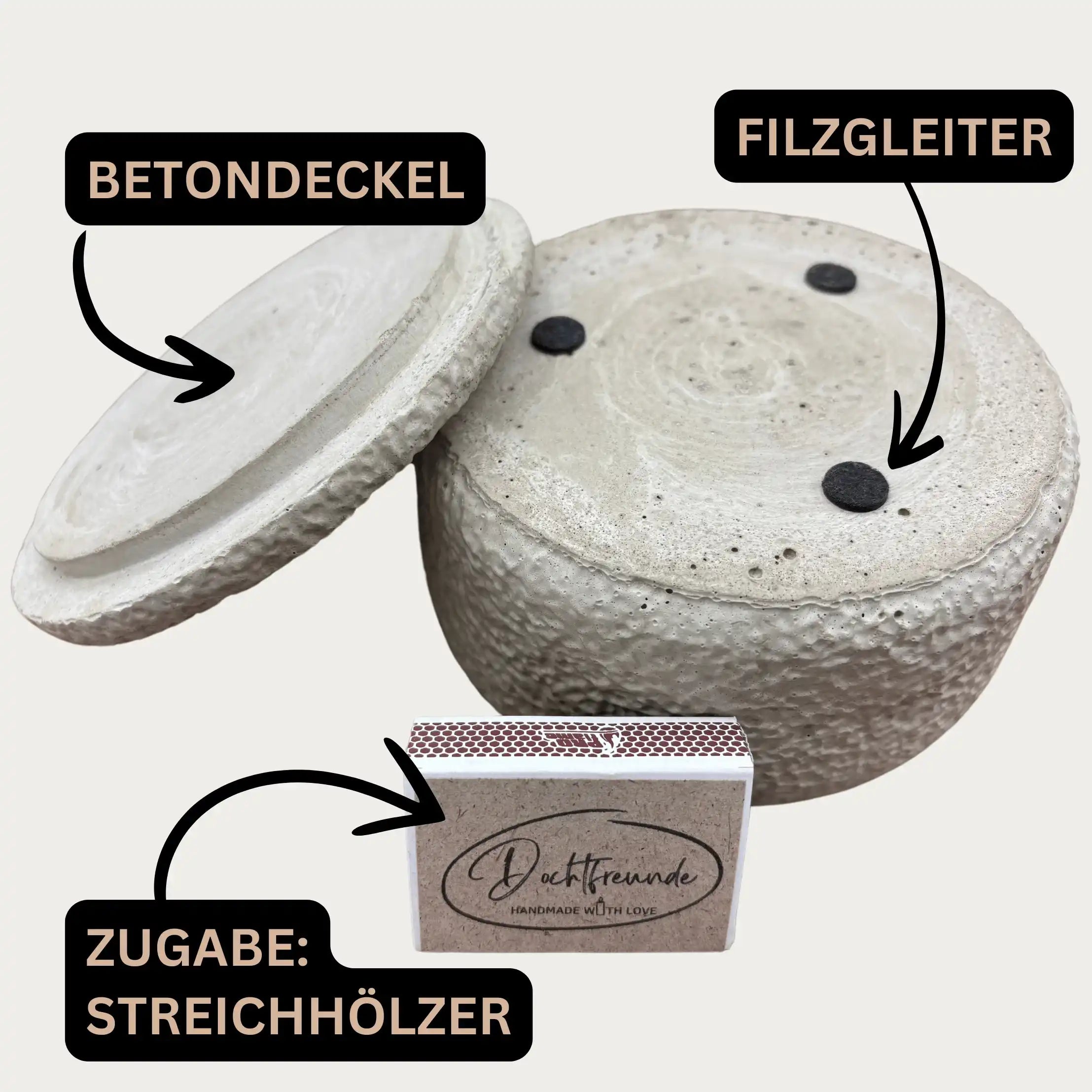 Zwei Docht Betonkerze Betongrau „Grey Orange“ für Herbst und Winter - Stilvolle Aroma Sojawachskerze für Ihr Zuhause. Mit Blütenverzierung und HOCHWERTIGEM Baumwolldocht aus dem Südschwarzwald by DochtFreunde