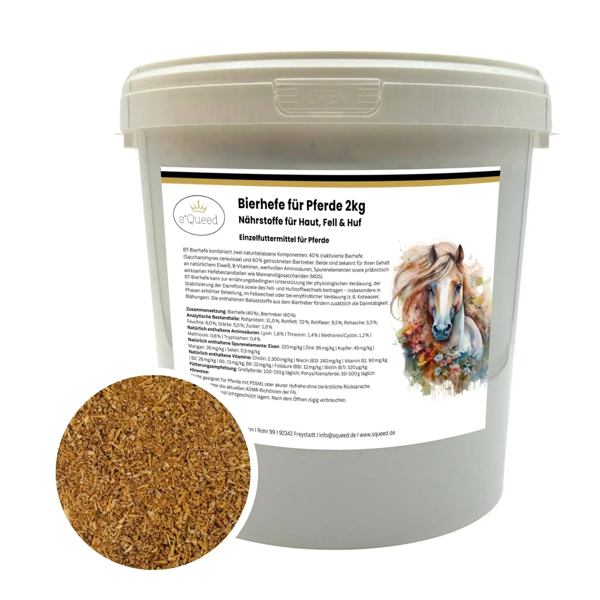 BT Bierhefe Für Pferde Unterstützung Bei Kotwasser Fellwechsel Darmflora Stabilisierung Einzelfuttermittel by s`Queed