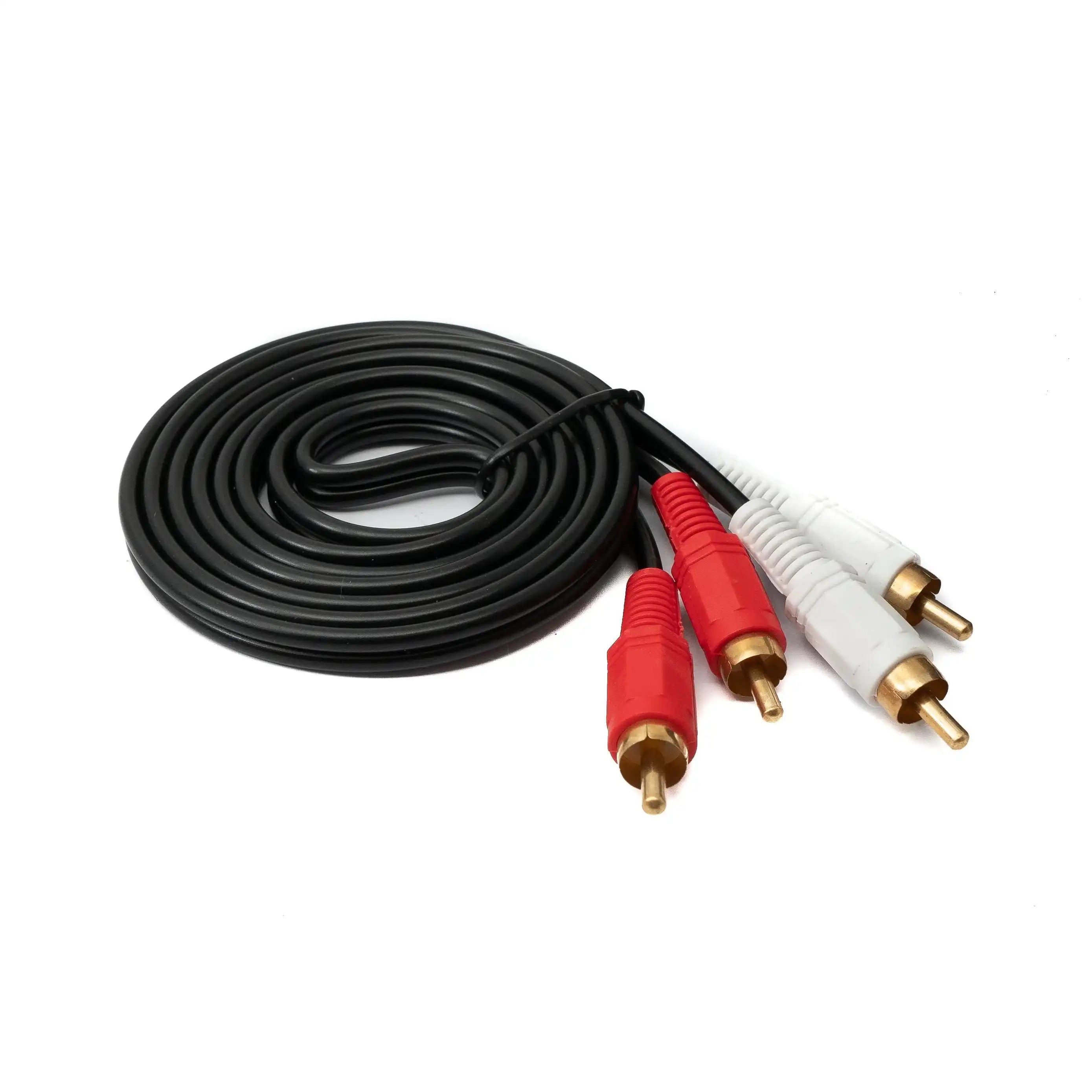 2 RCA Cinch Kabel Stecker Zu Stecker 1,5 Meter Schwarz Ideal Für TV Receiver Verstärker Heimkino