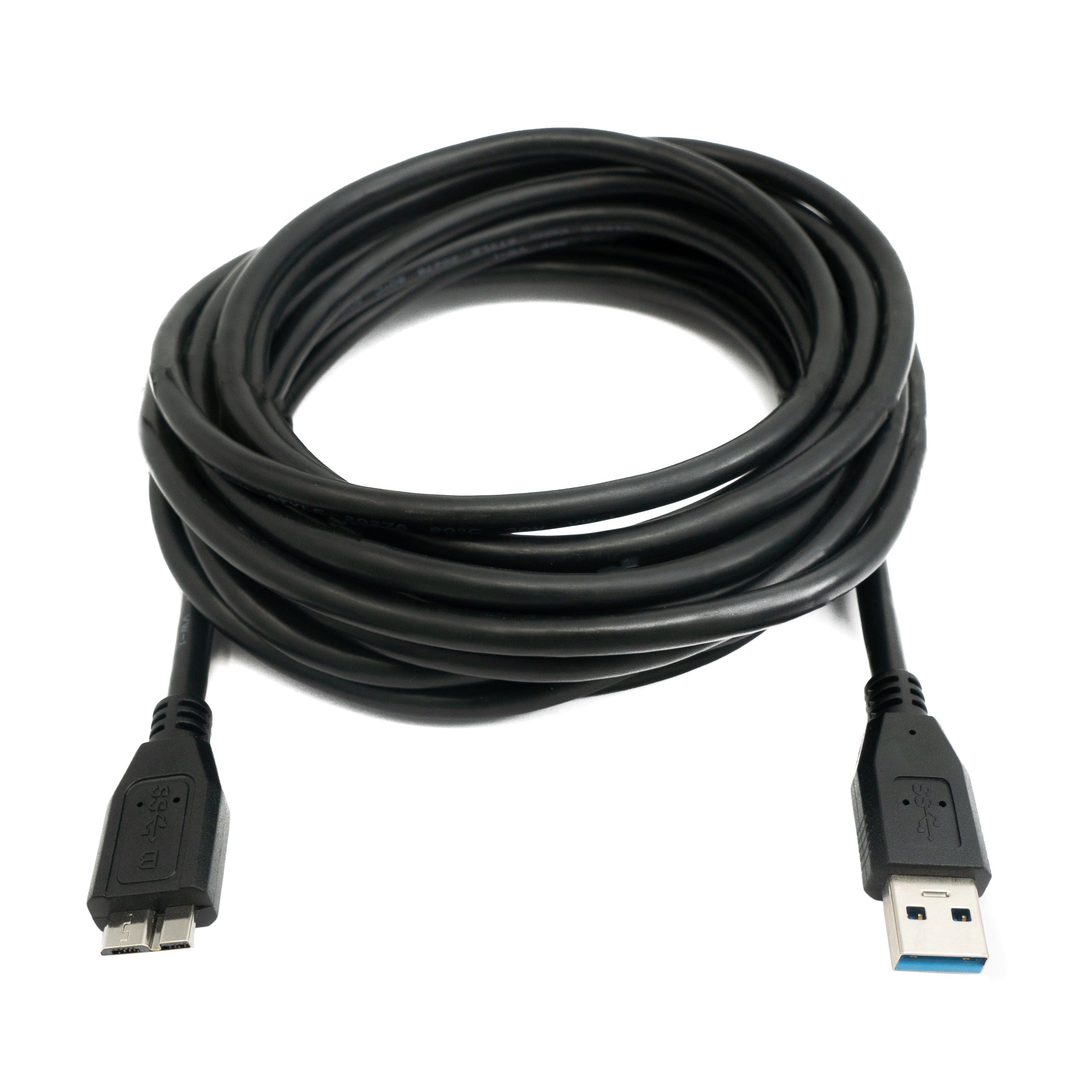 SYSTEM-S USB 3.0 Kabel 5 m Mit Micro B Stecker Zu Typ A Stecker Schwarz Hochwertig Lange Lebensdauer
