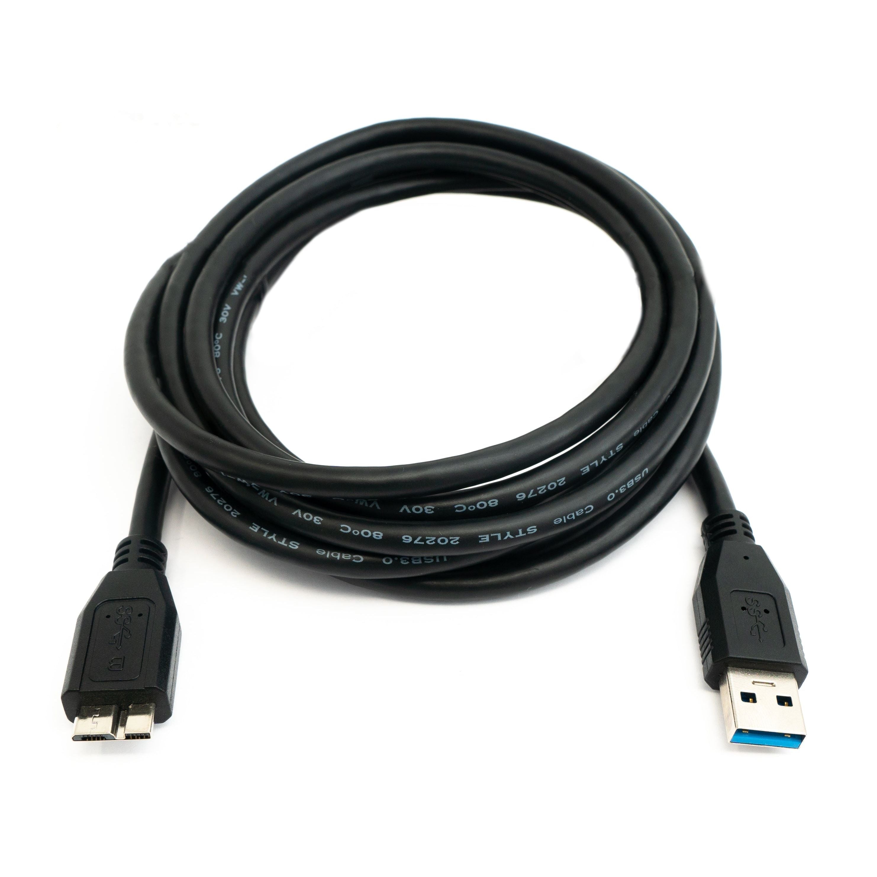 USB 3.0 Kabel 3 m Micro B auf Typ A Schwarz Hochwertiges SuperSpeed 5 Gbit pro Sekunde