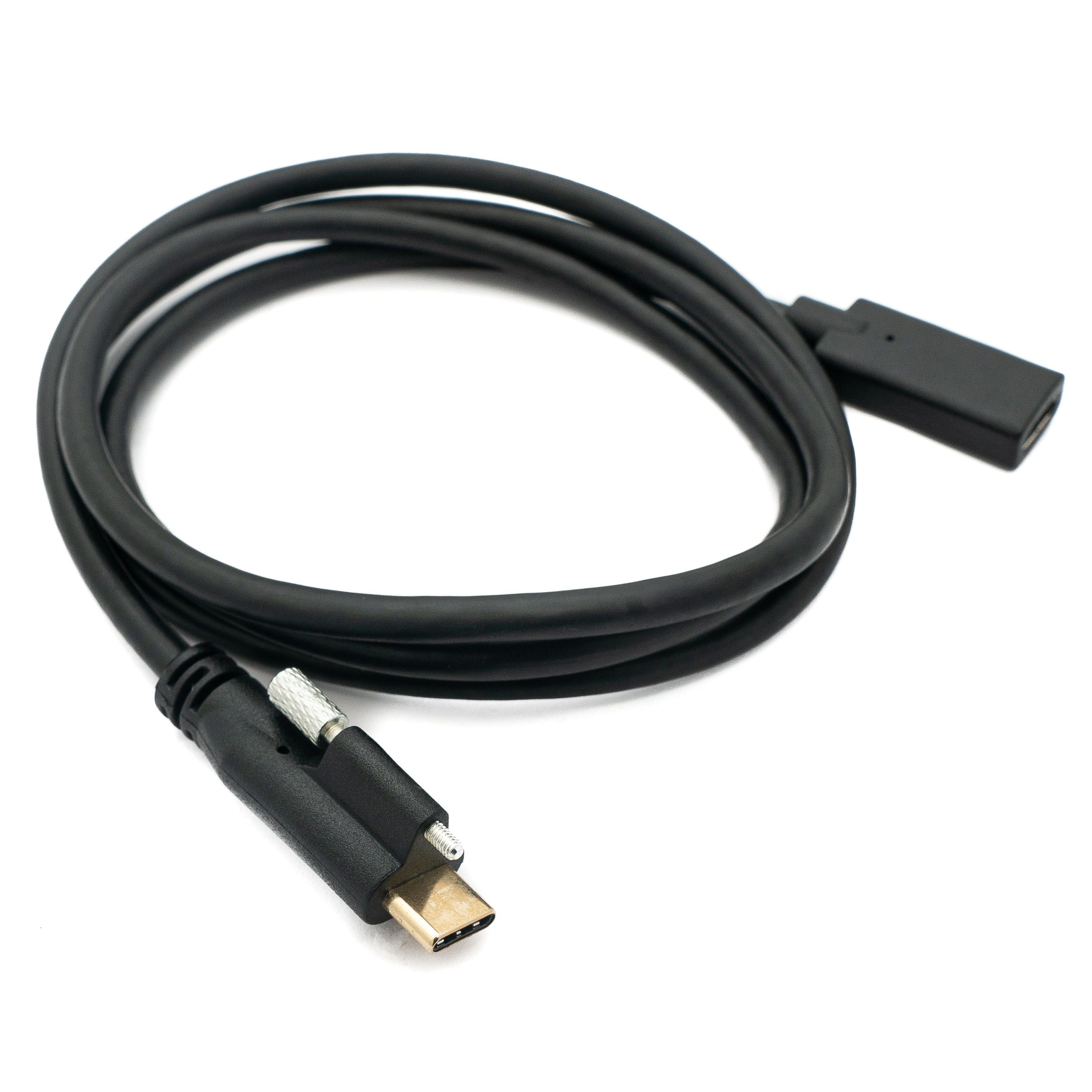 USB 3.1 Kabel Typ C Stecker Zu Buchse Schraube Schwarz 100 Zentimeter Panelmontage