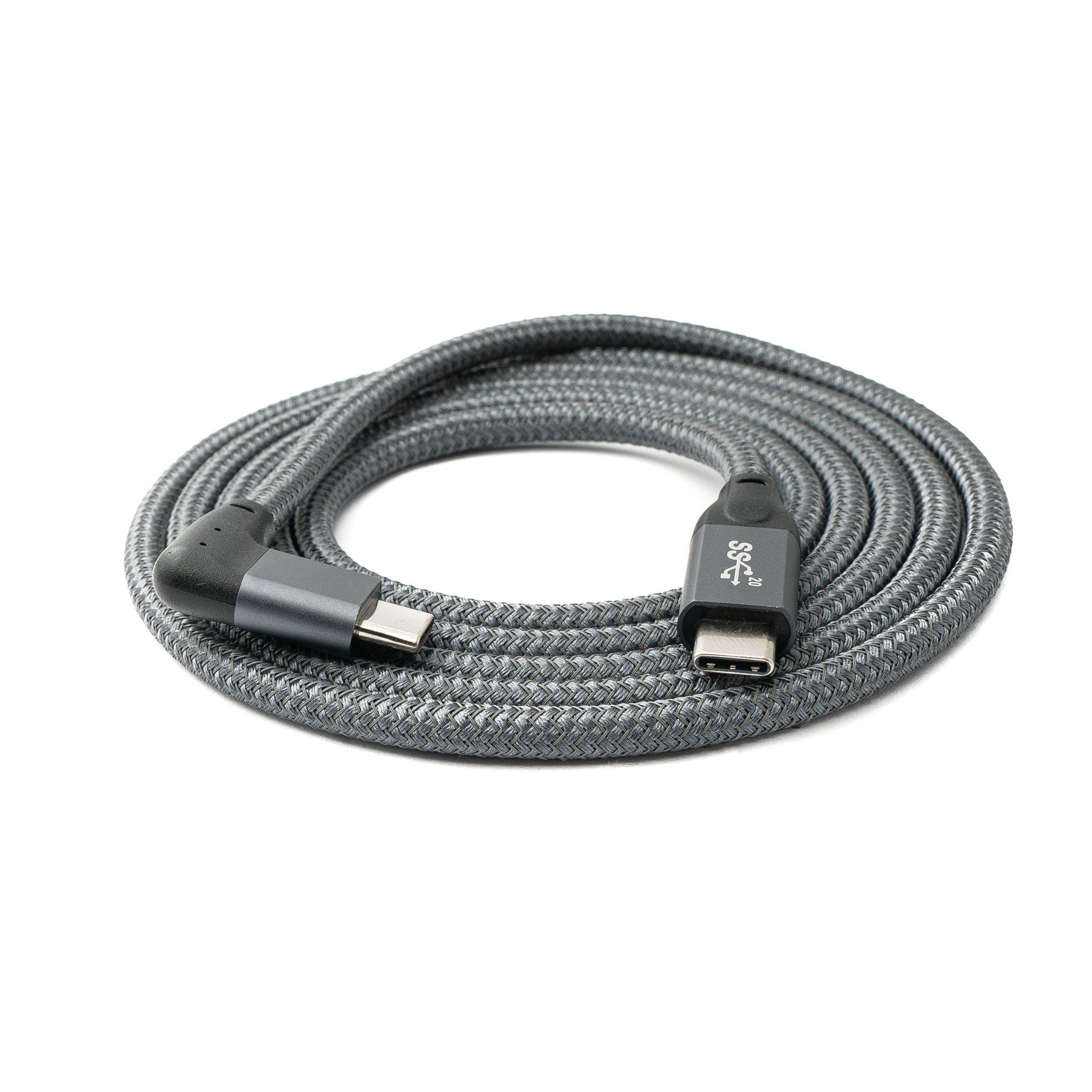 USB C Kabel Gen 2 3.1 Winkelstecker Geflochten Grau 150 cm Hochwertige Datenübertragung