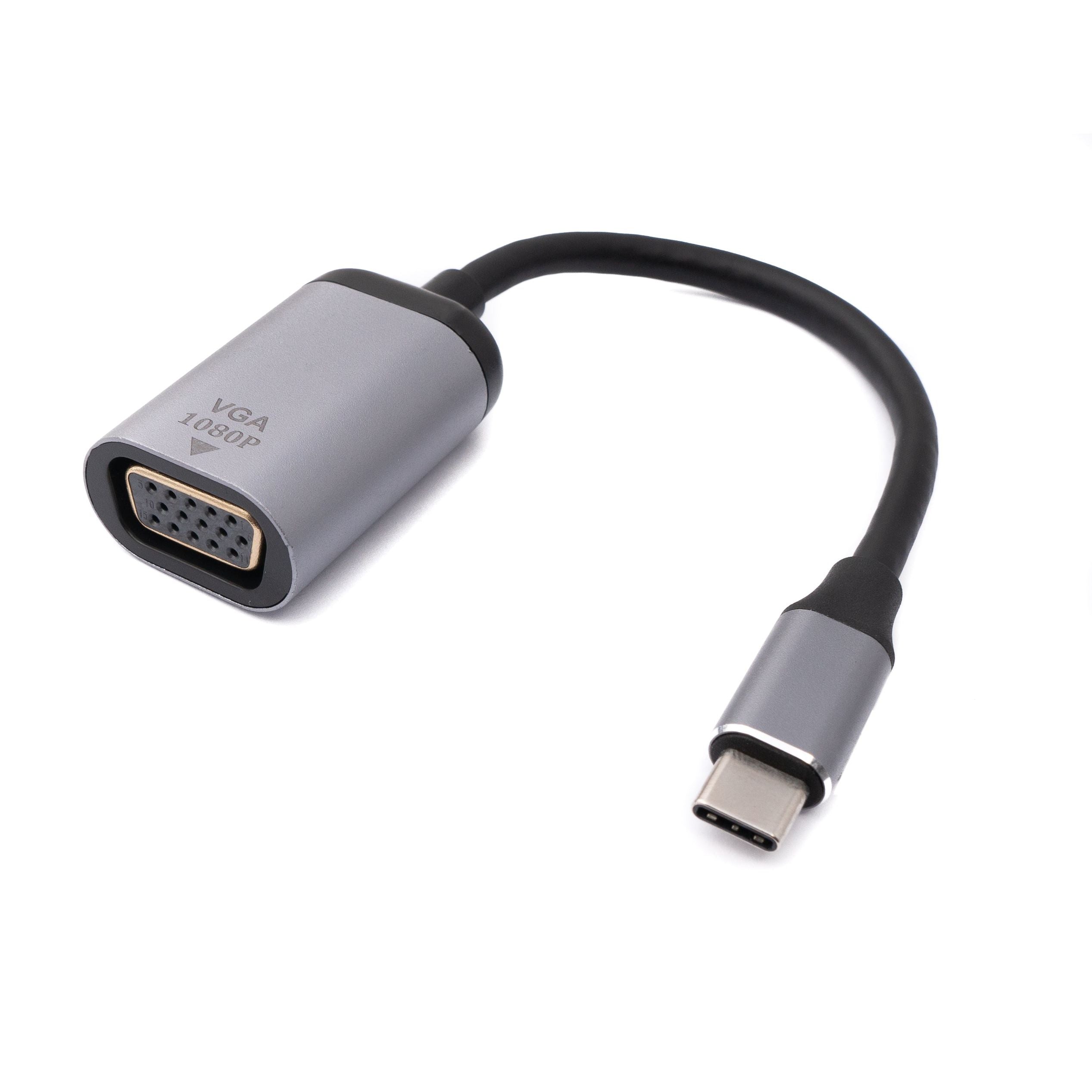 Systemhaus Zakaria VGA Kabel Adapter 20 cm Von VGA Buchse Zu USB C Stecker Grau 1080p