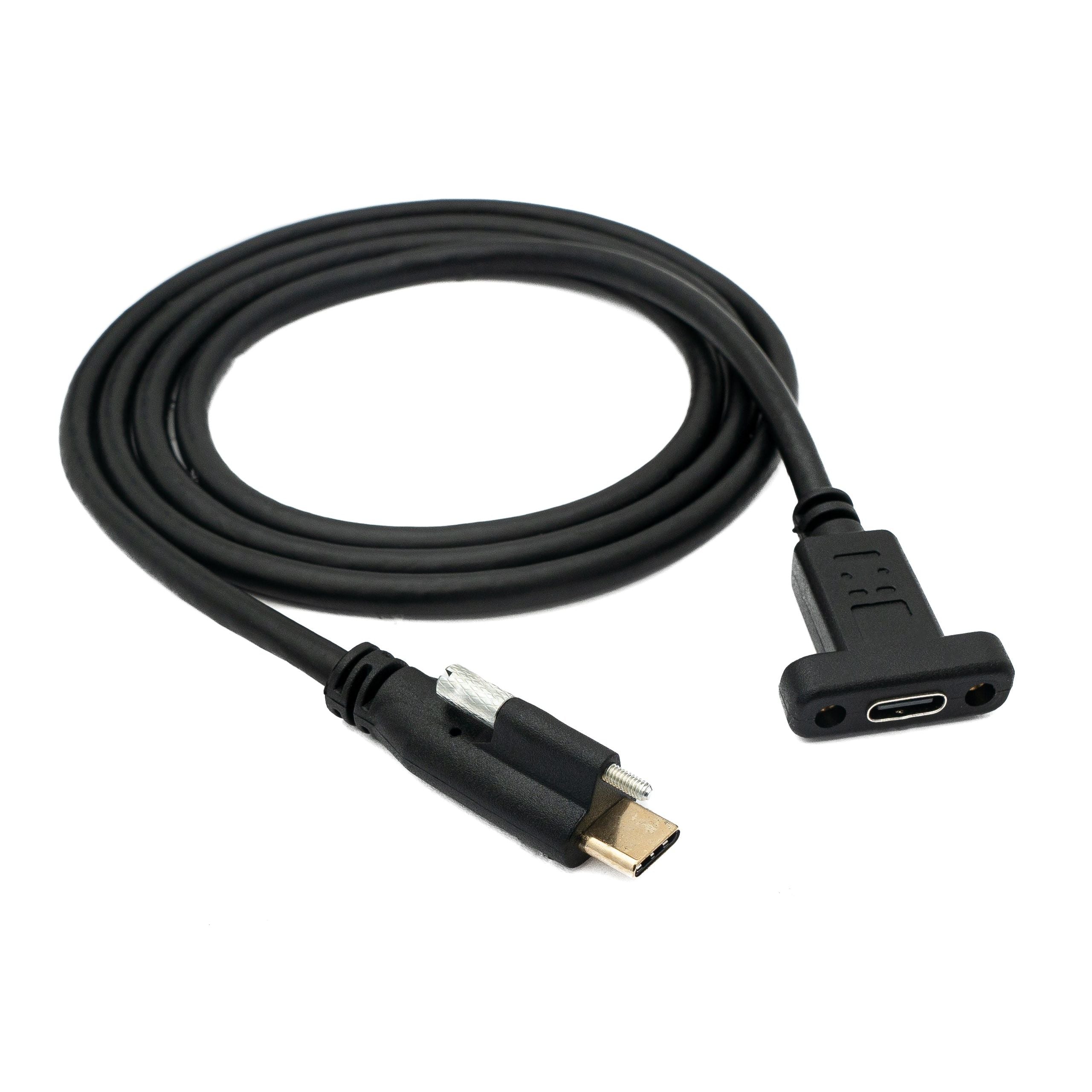 USB C Kabel Gen 2 100 Zentimeter Schraubbar Typ C Stecker Zu Buchse Schwarz Mit Einer Schraube