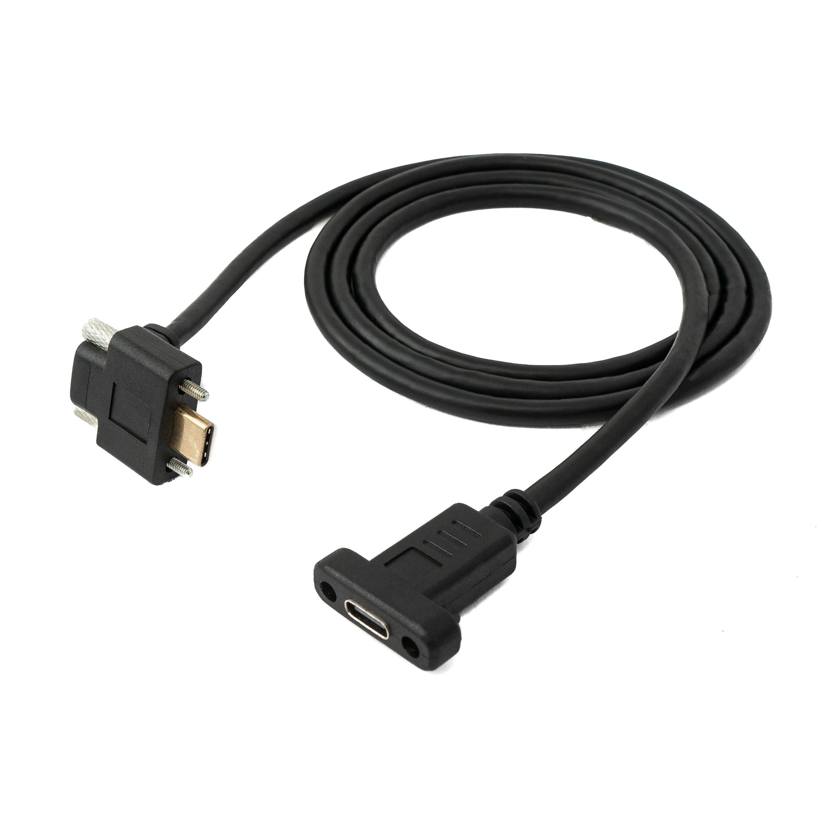 SYSTEM-S USB 3.1 Gen 2 100W Kabel 100 cm Typ C Stecker zu Buchse Schraube Winkel