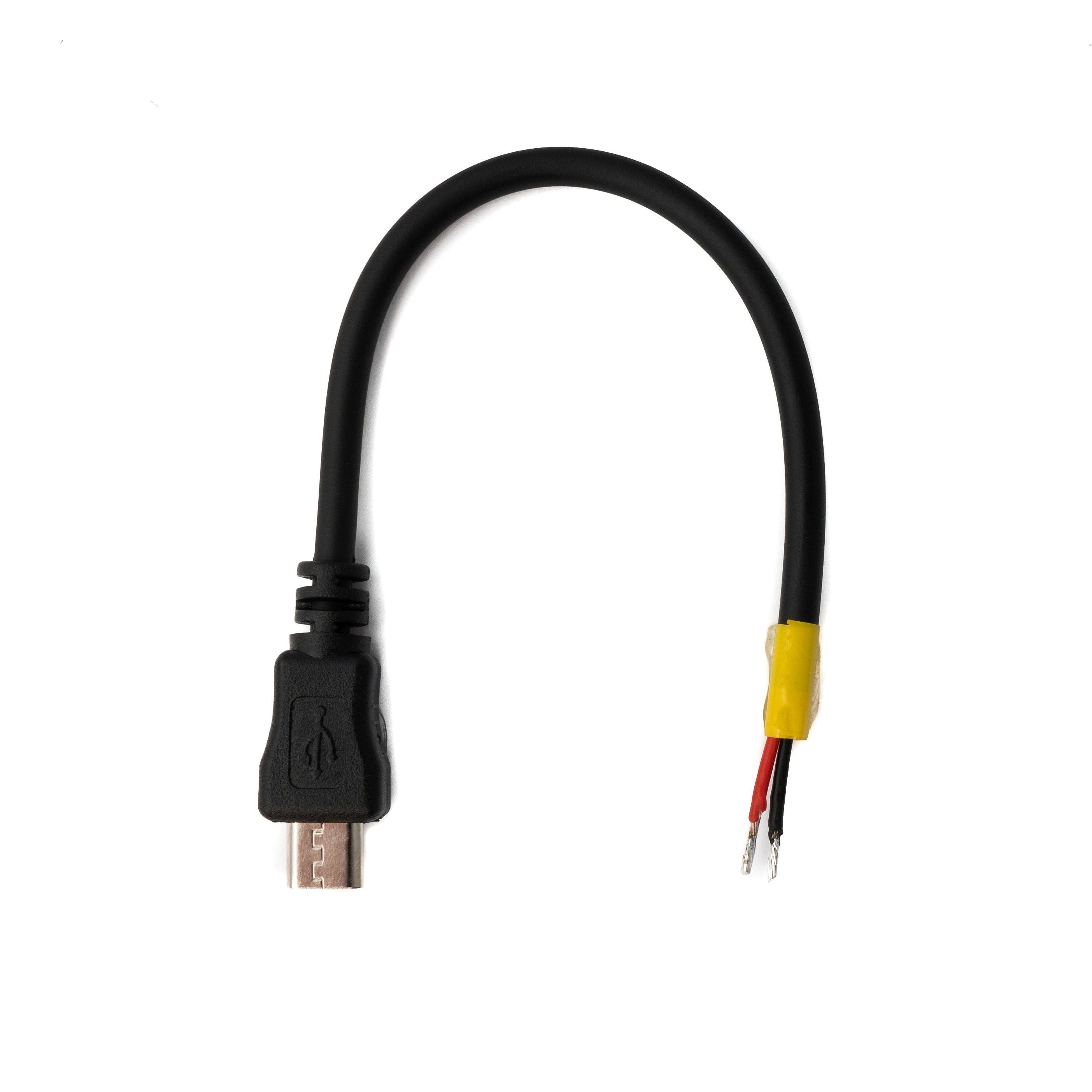 SYSTEM-S USB 2.0 Kabel 10 cm Micro B Stecker zu 2x offene Kabelenden für Raspberry Pi