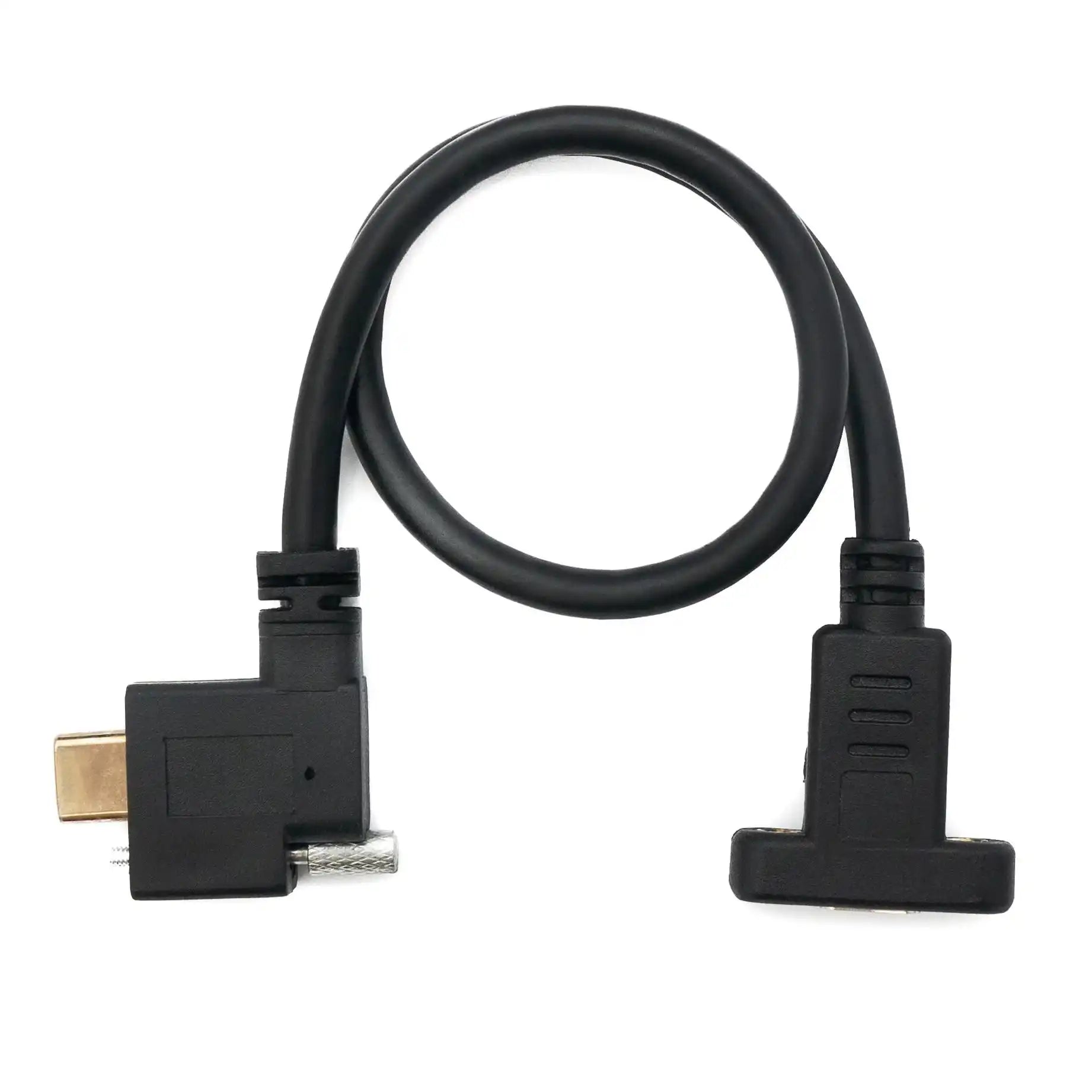 USB 3.1 Kabel 30 Cm Typ C Stecker Zu Buchse Schraube Winkel Adapter Schwarz Ideal Für PC