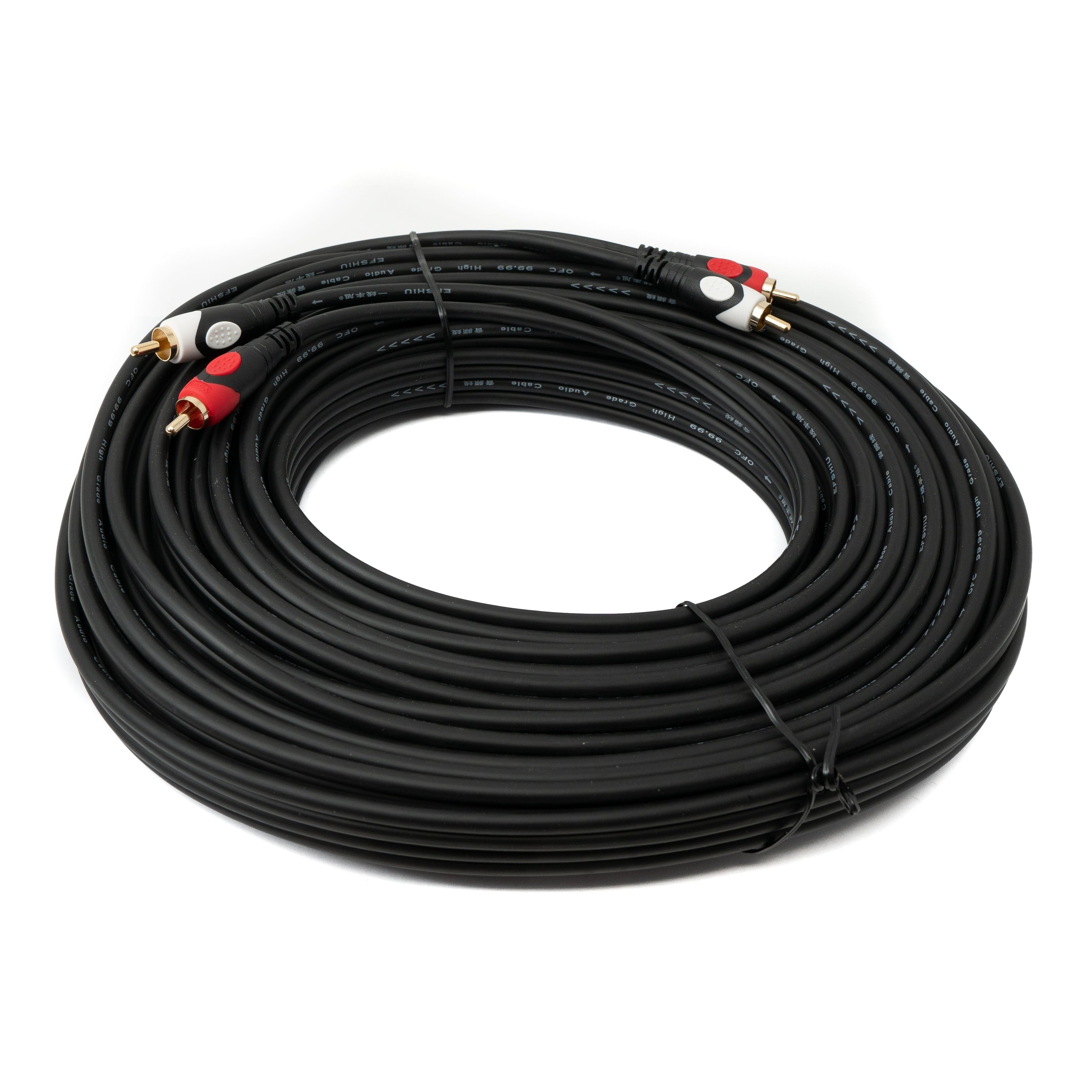 System-S Cinch 2 RCA Kabel 20 m Stecker Zu Stecker Stereo AV Schwarz Hochwertiges Audiokabel