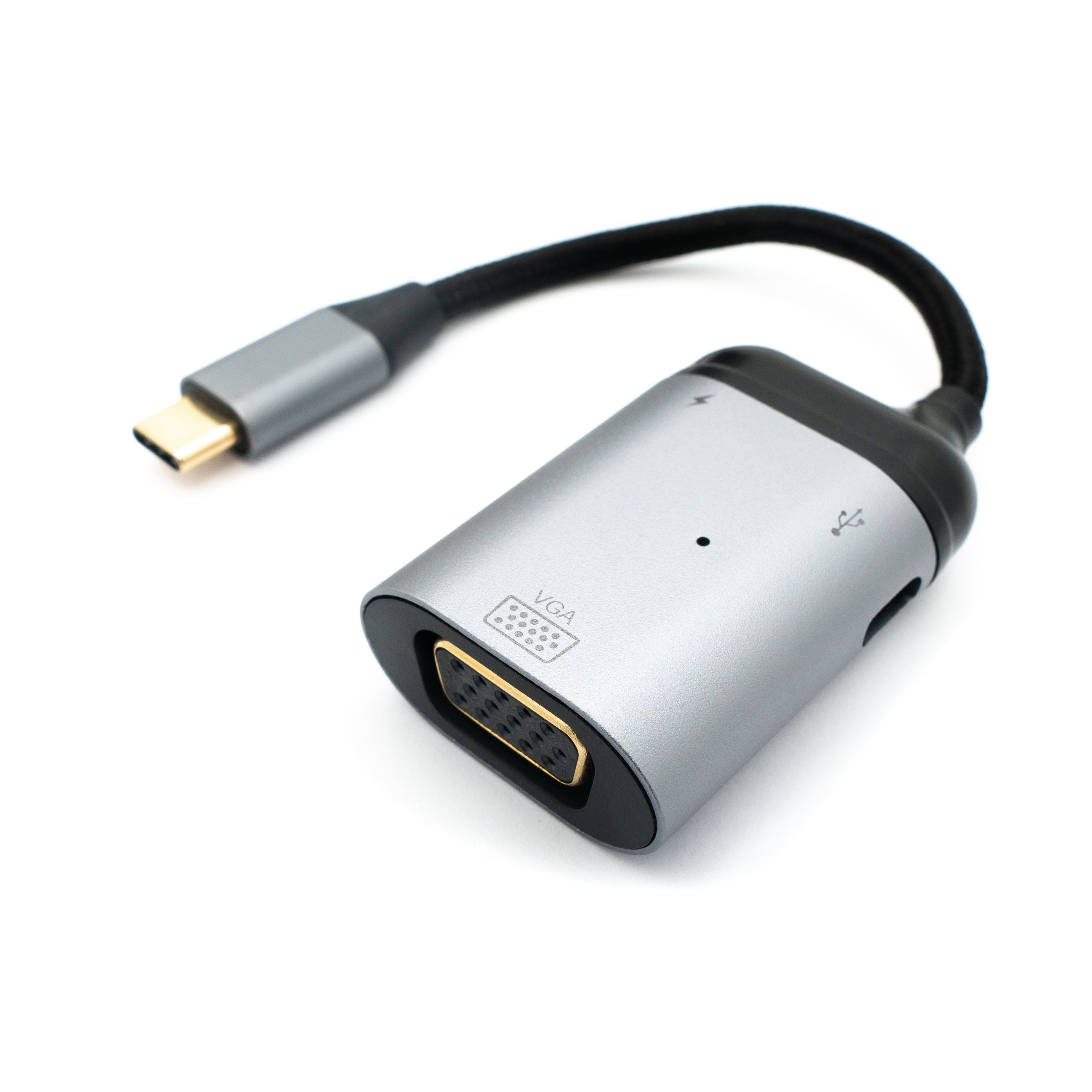 SYSTEM-S 3in1 USB-C Adapter Mit VGA DB-15 Anschluss Und 2x USB 3.1 Typ C Ports Grau
