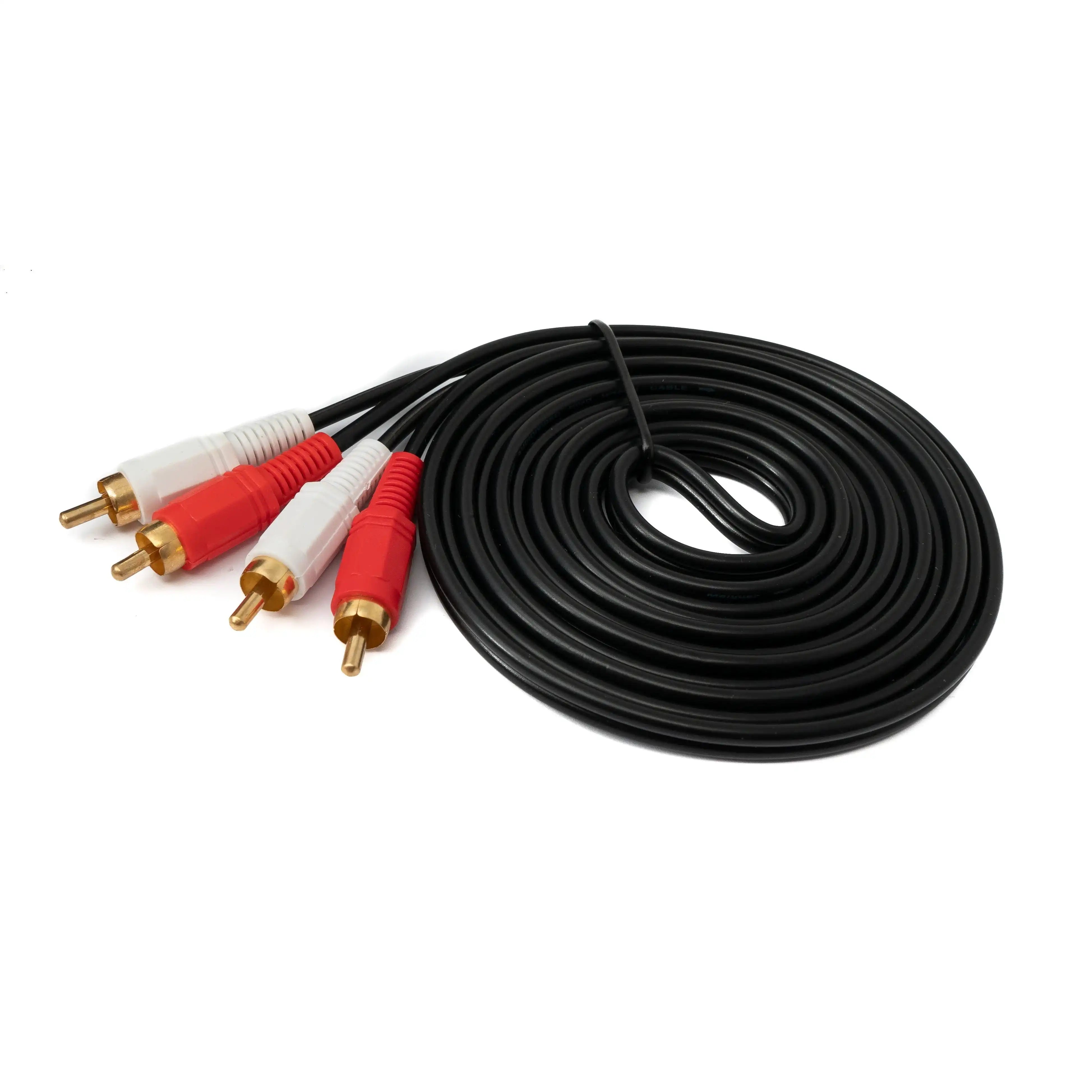 Cinch 2 RCA Kabel 3 m Stecker Zu Stecker Stereo AV Schwarz Hochwertiges Audio Video Kabel