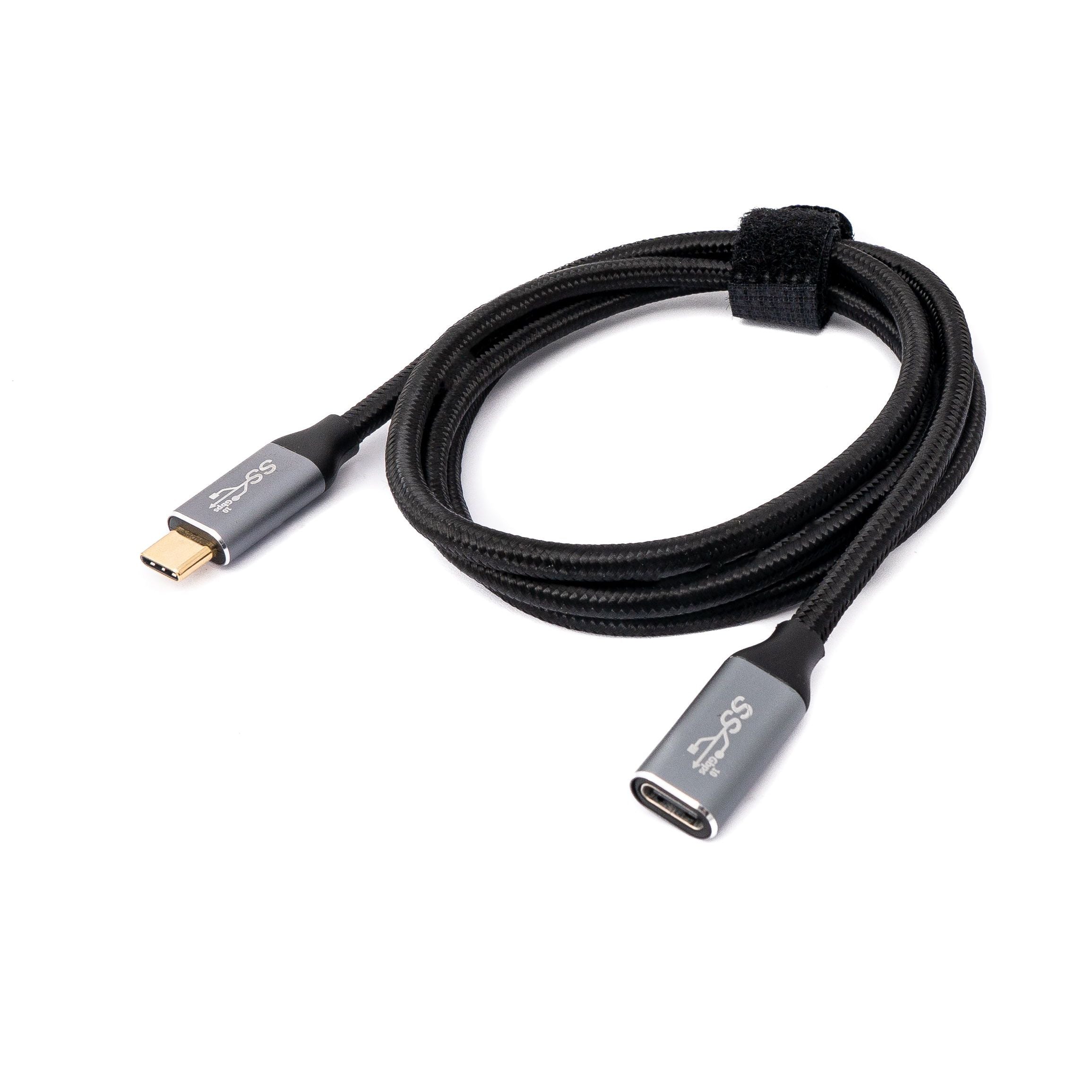 SYSTEM-S USB C Kabel 3.1 Gen 2 100W Geflochten Schwarz 100 cm Typ C Stecker Zu Buchse