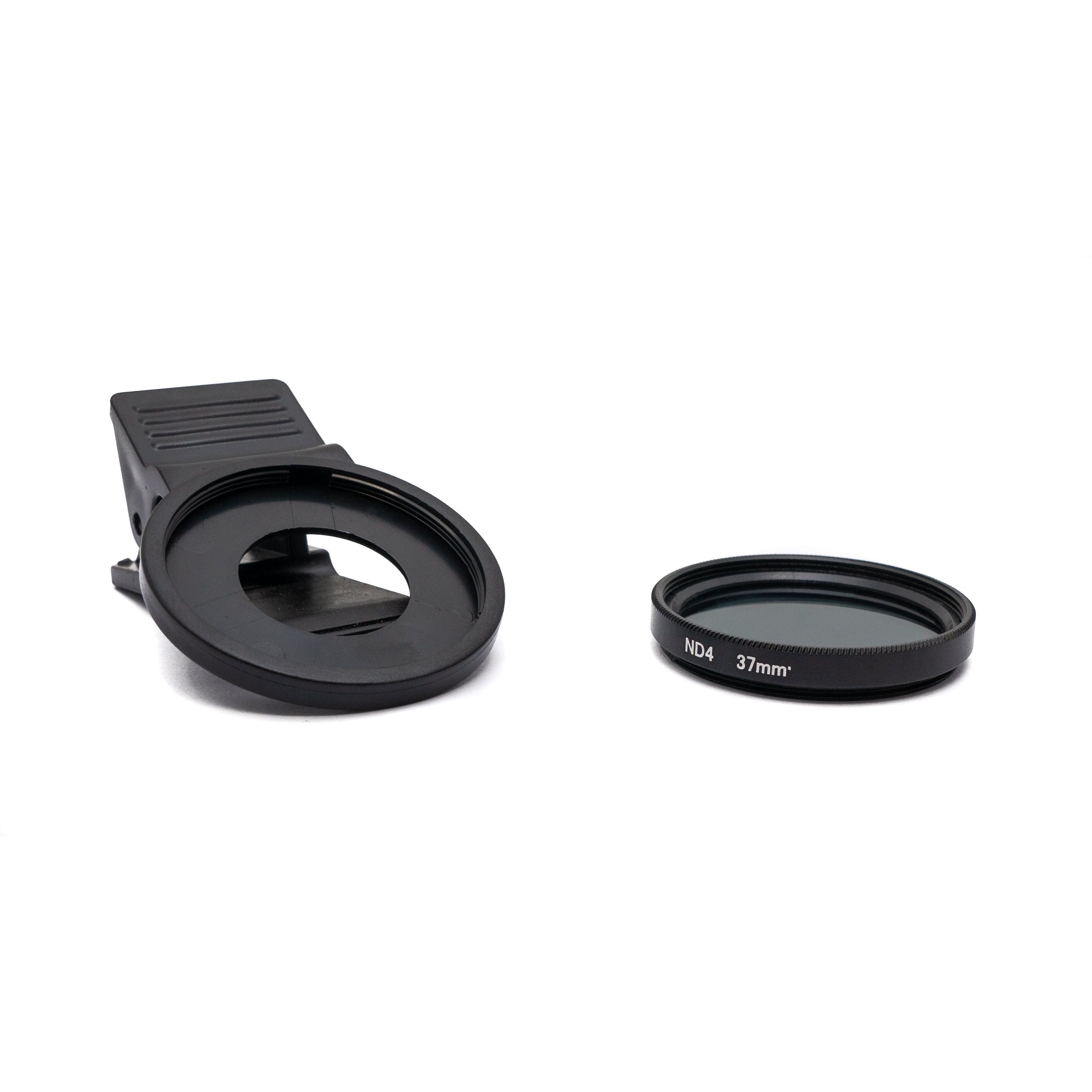 ND4 Linse 37 Mm Neutraldichte Grau Filter Clip Für Smartphones Schwarz Kompakt Universal