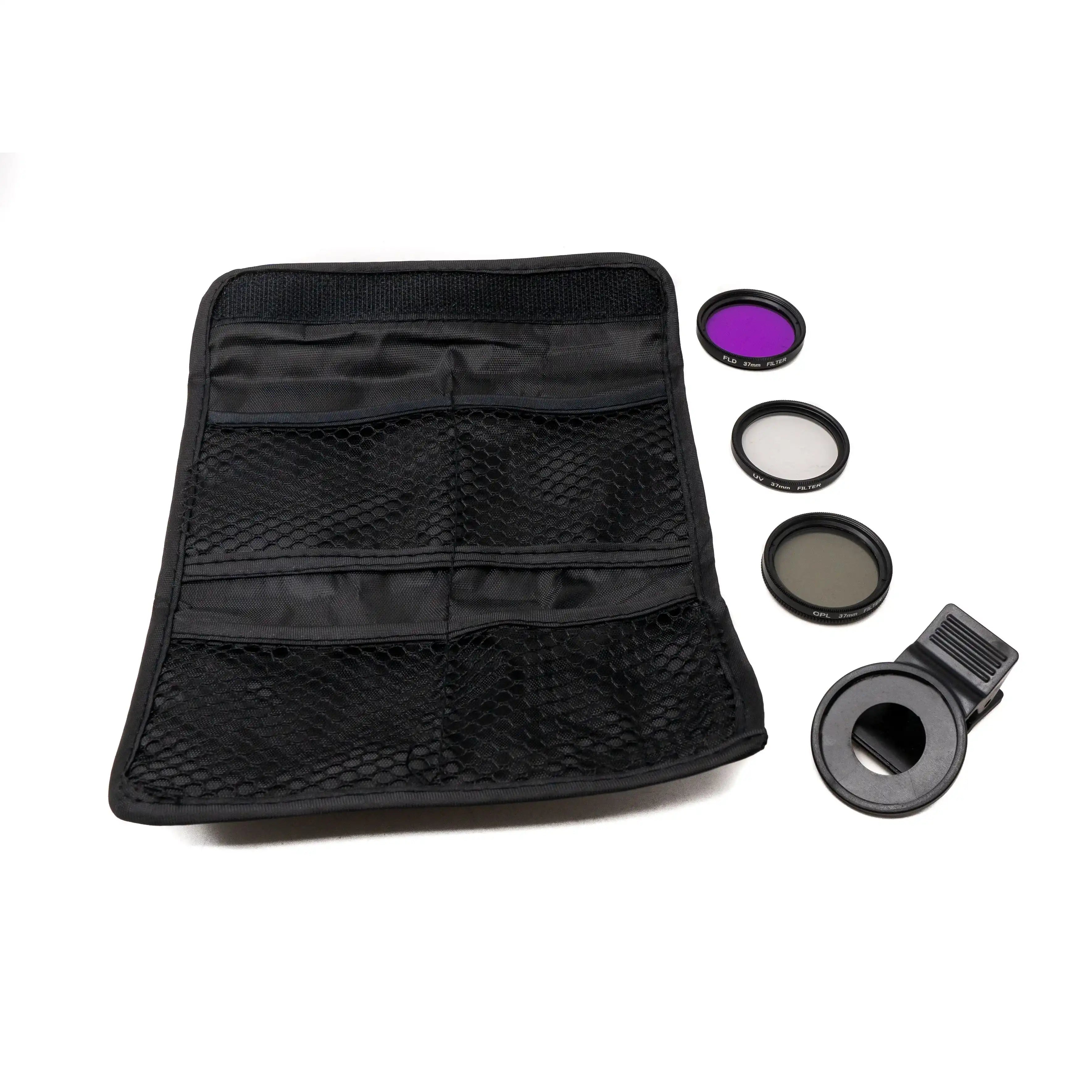 SYSTEM-S Filter UV CPL FLD Set 37 mm Linse Kit mit Clip Tasche in Schwarz