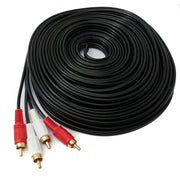 Cinch 2 RCA Kabel 20 m Schwarz Stecker Zu Stecker Stereo AV Verbindungskabel Für Heimkino