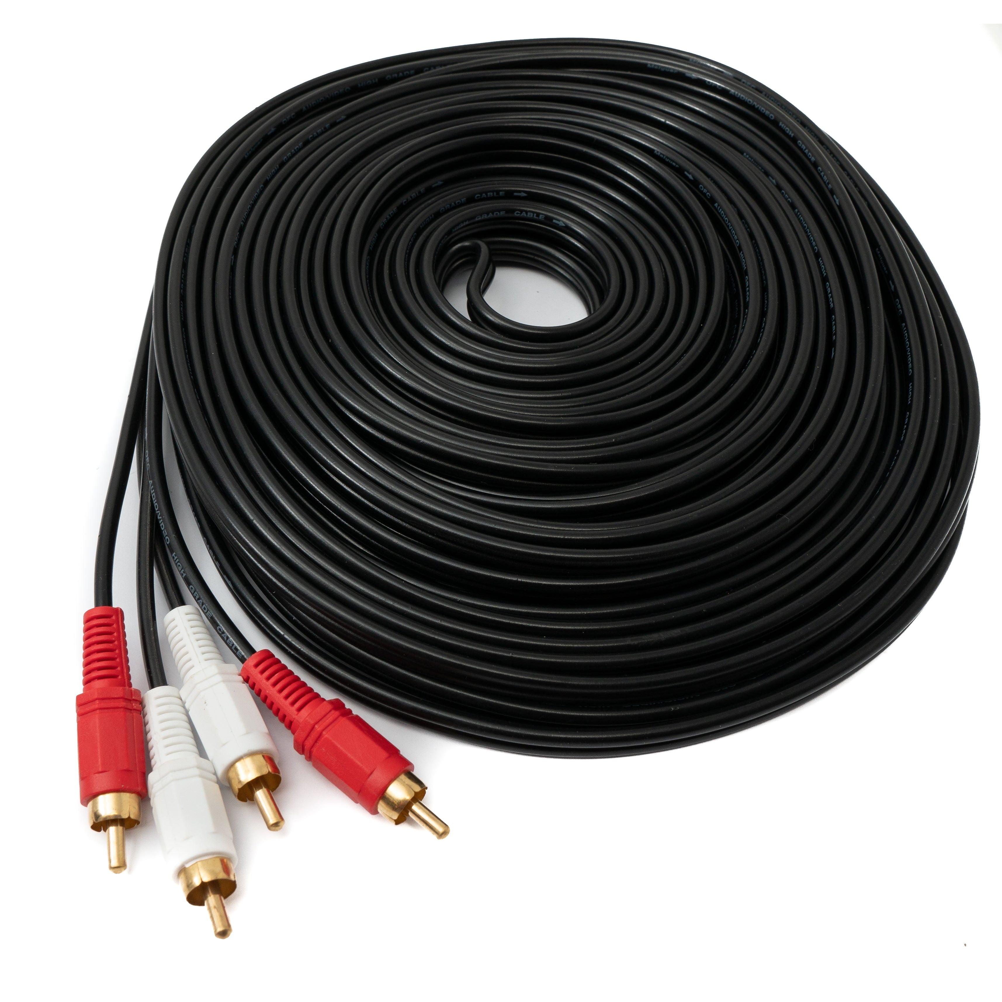 Cinch 2 RCA Kabel 20 m Schwarz Stecker Zu Stecker Stereo AV Verbindungskabel Für Heimkino