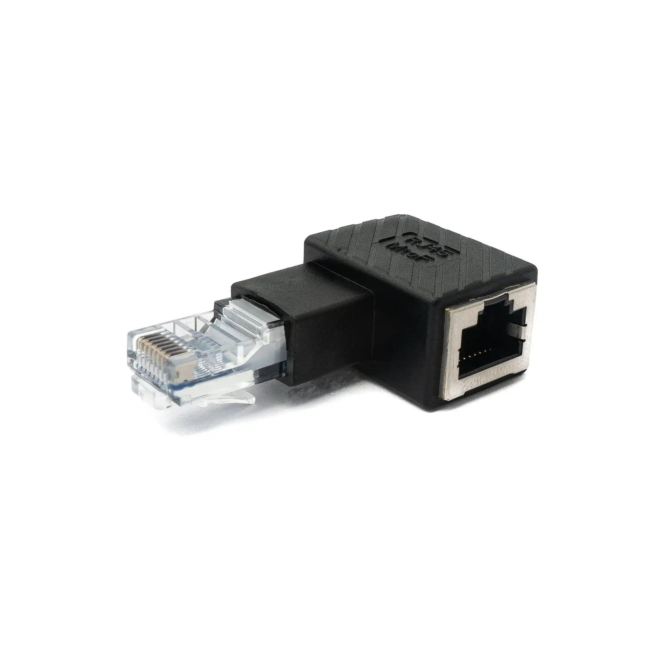 LAN Adapter RJ45 Stecker Zu Buchse Winkel Ethernetadapter 1000MBit Schwarz Linksgewinkelt
