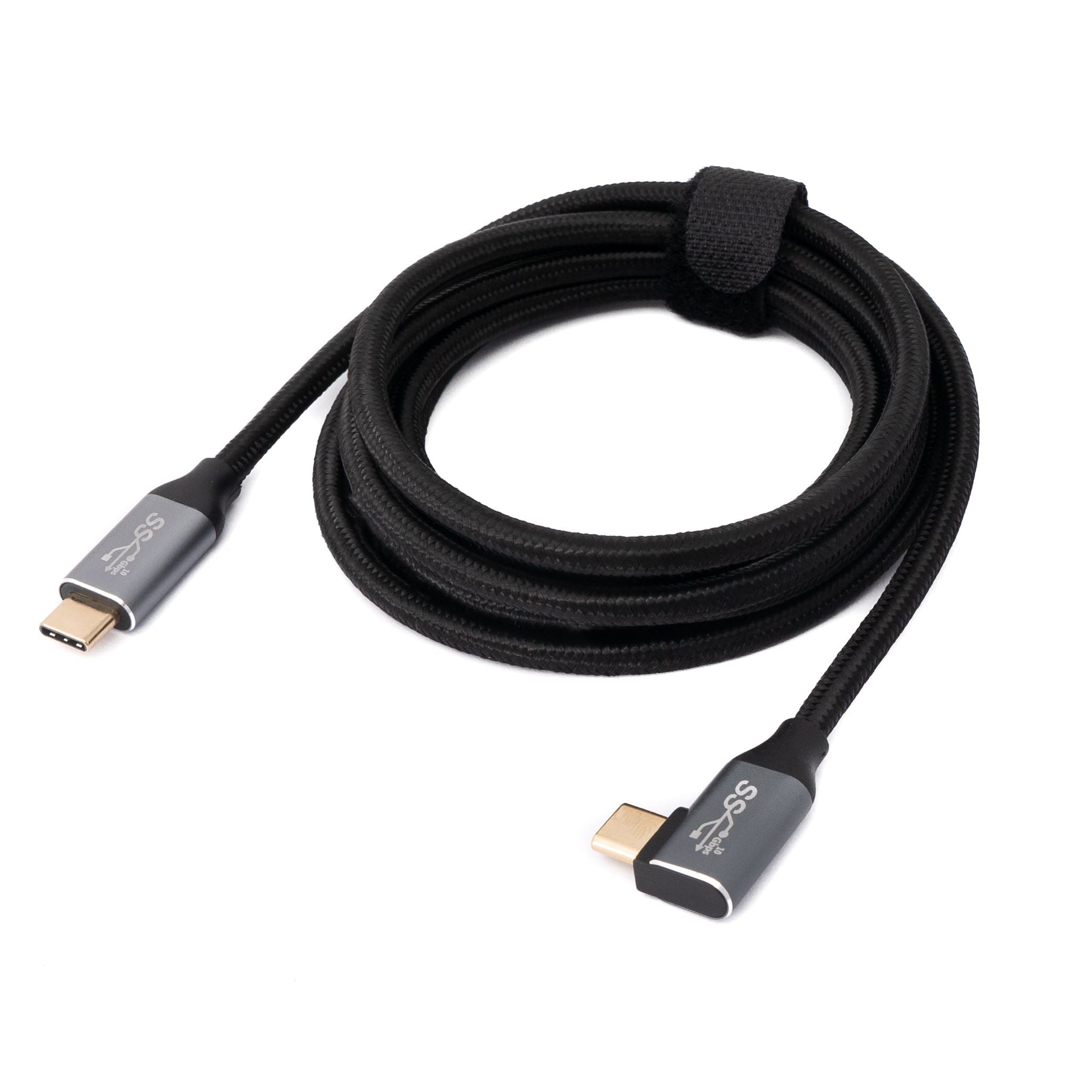 USB C Kabel 100W USB 3.1 Gen 2 2 m Winkel Stecker Zu Stecker Geflochten Schwarz Mit Schnellladung