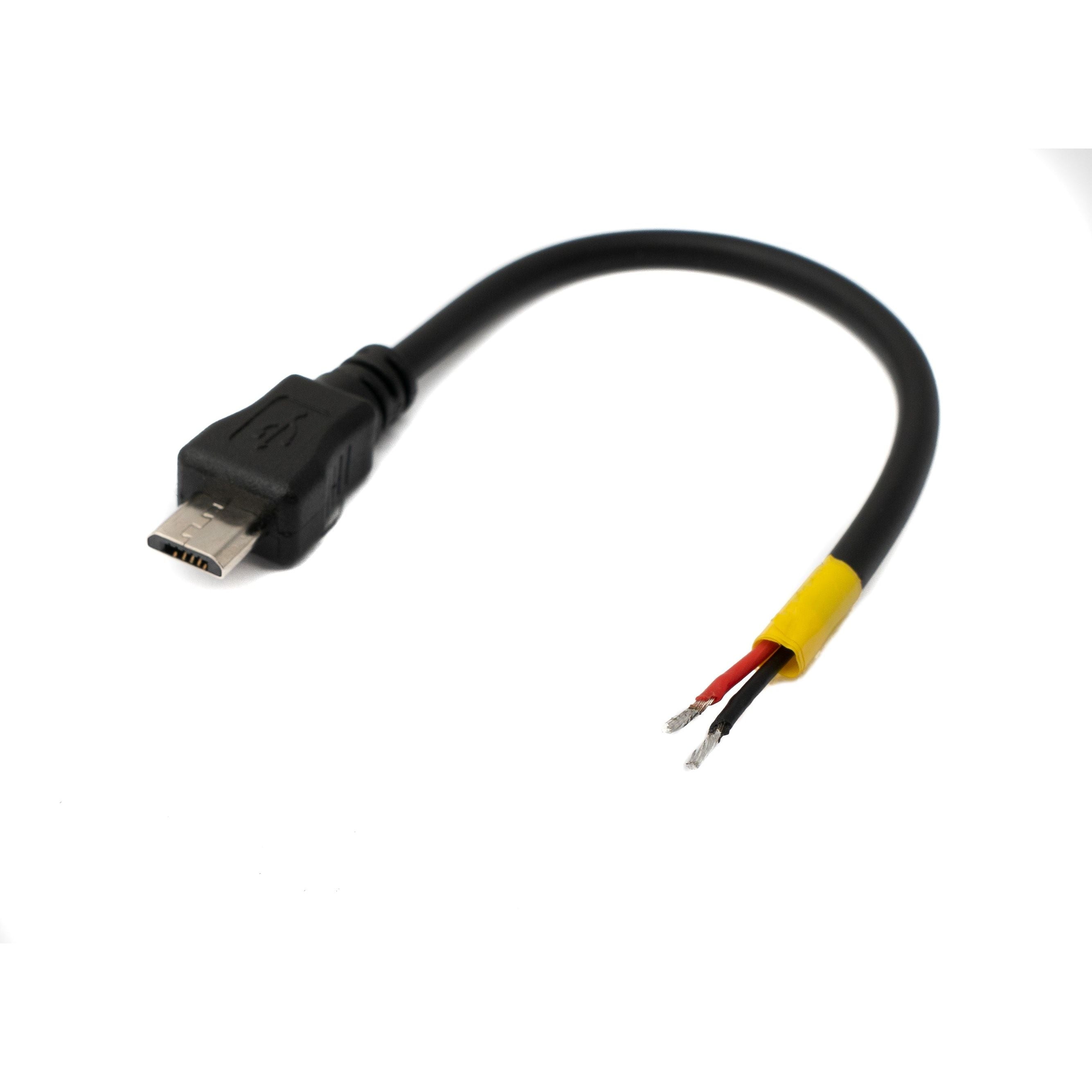 SYSTEM-S USB 2.0 Kabel 10 cm Micro B Stecker zu 2x offene Kabelenden für Raspberry Pi