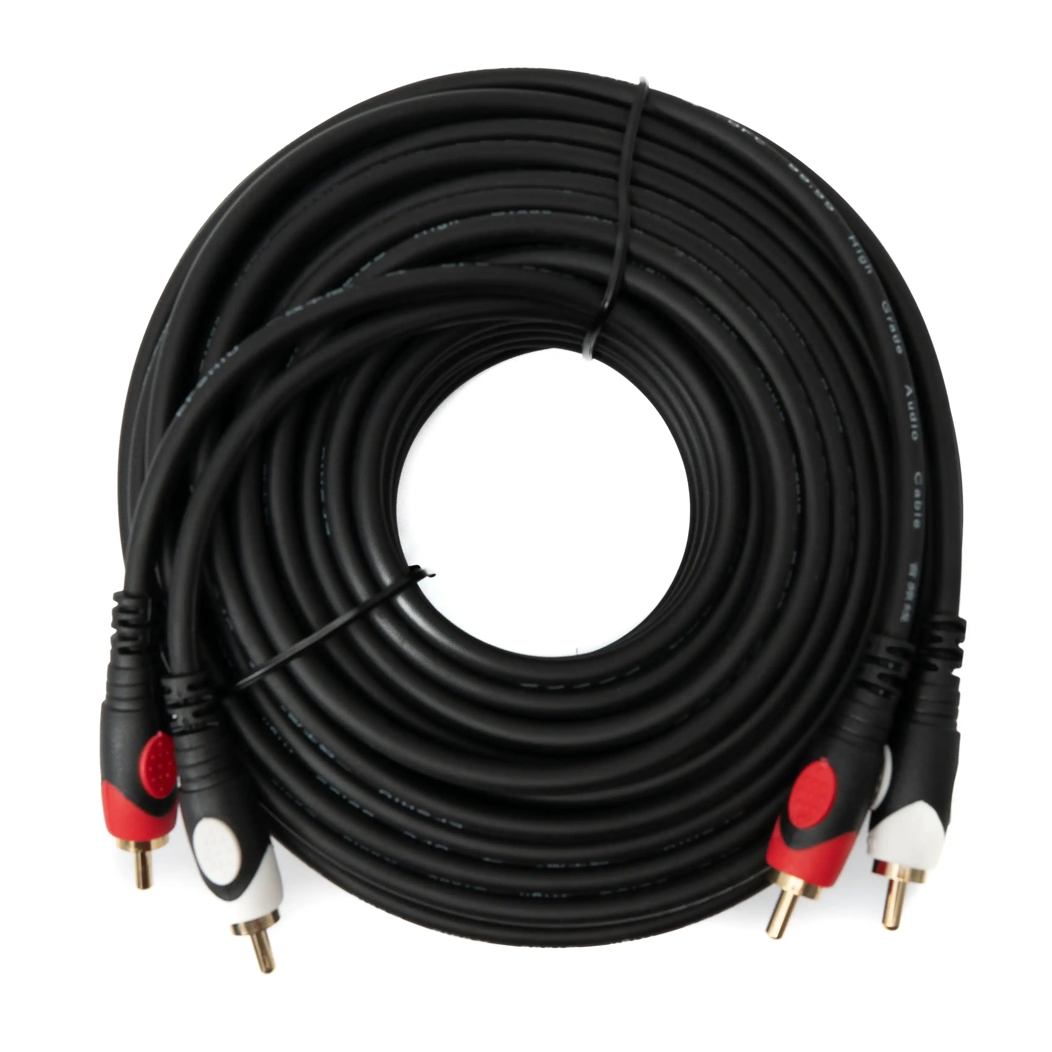 Cinch 2 RCA Kabel 10 m Stereo AV Kabel Schwarz Hochwertig Für Heimkino Audioanlage