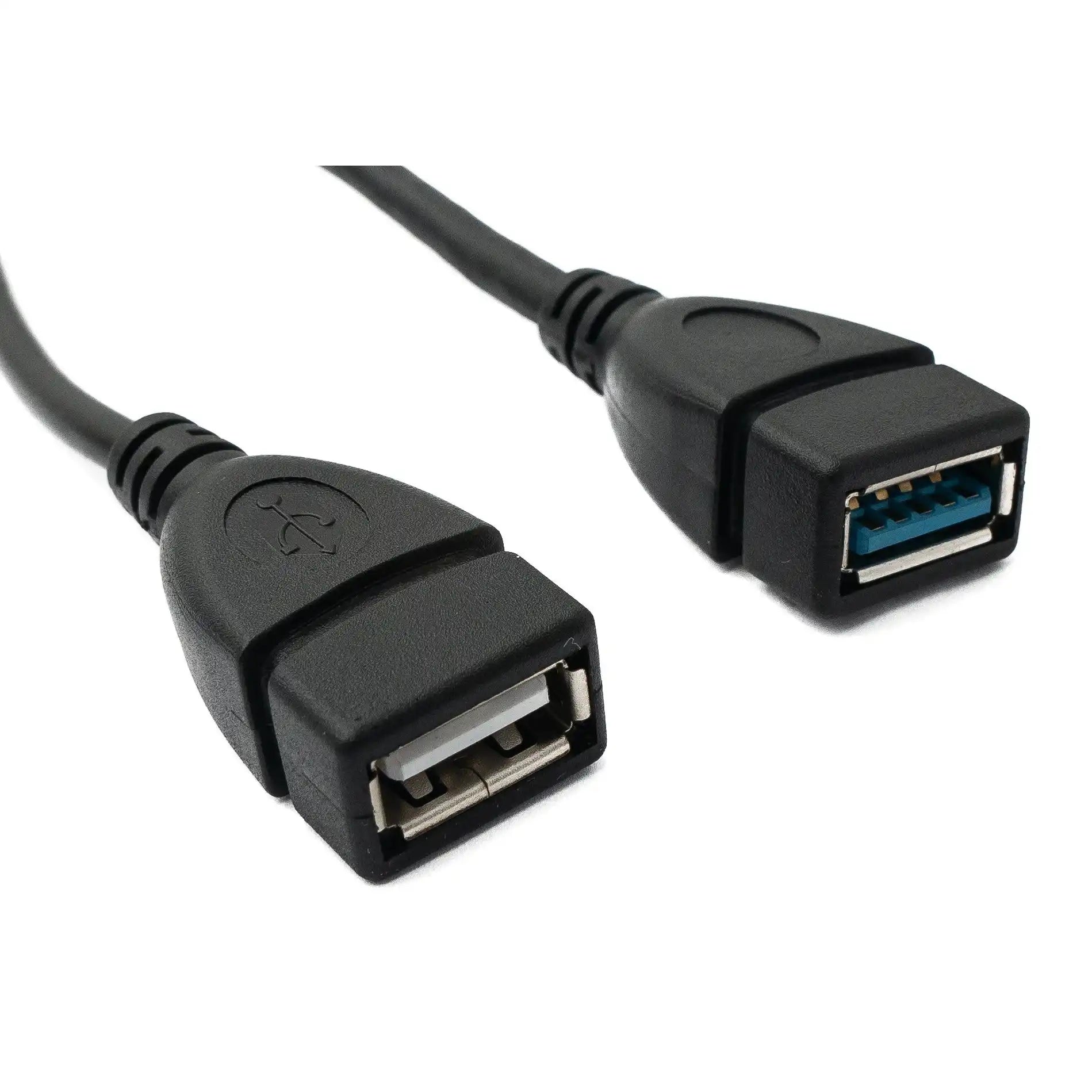 SYSTEM-S USB 3.0 Kabel 30cm Typ A & 2.0 Typ A Buchse zu 3.0 Typ A Stecker Schwarz