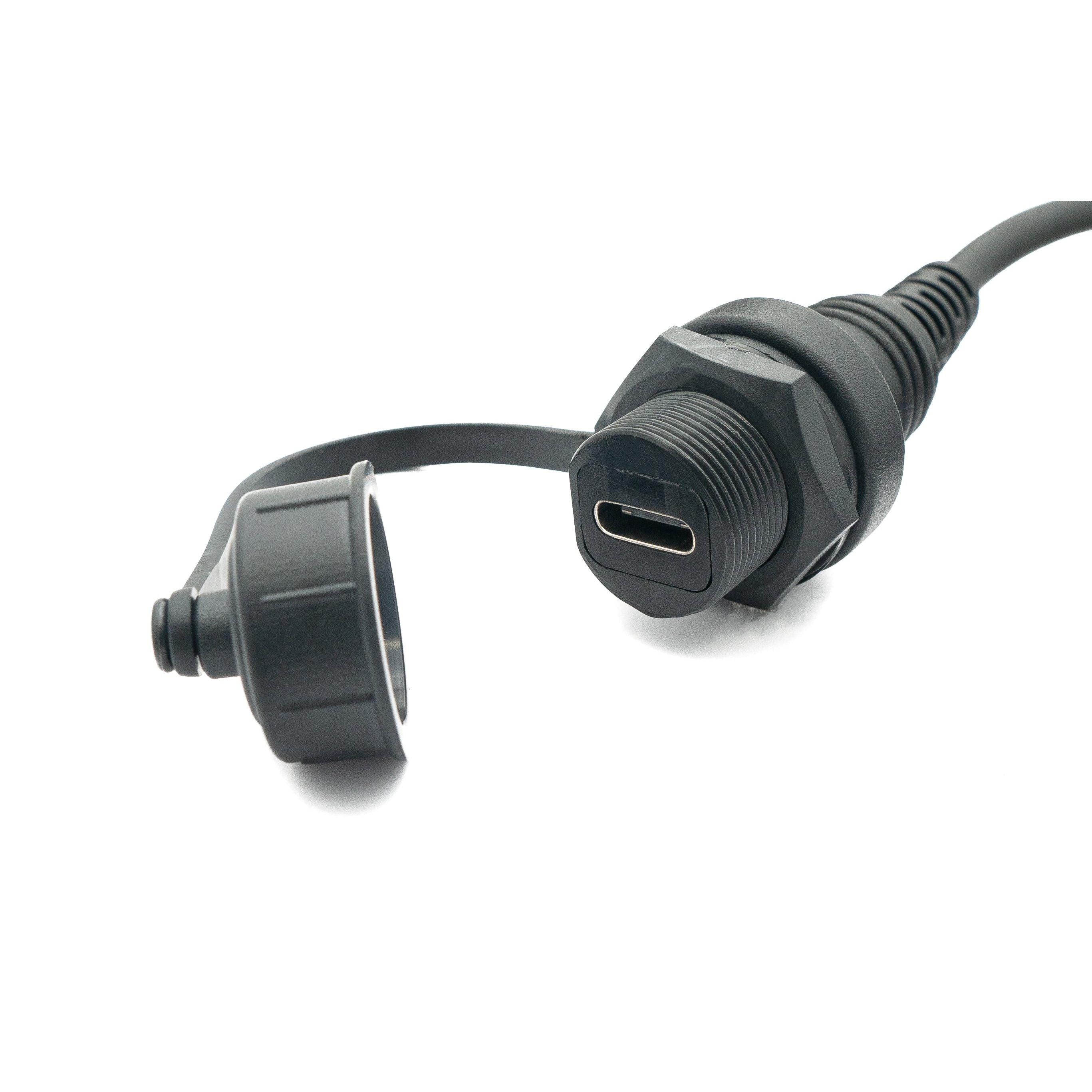 Wasserdichtes USB 3.1 Kabel Typ C Bulkhead-Stecker Zu Buchse Für Außenbereich Schwarz 100 Cm