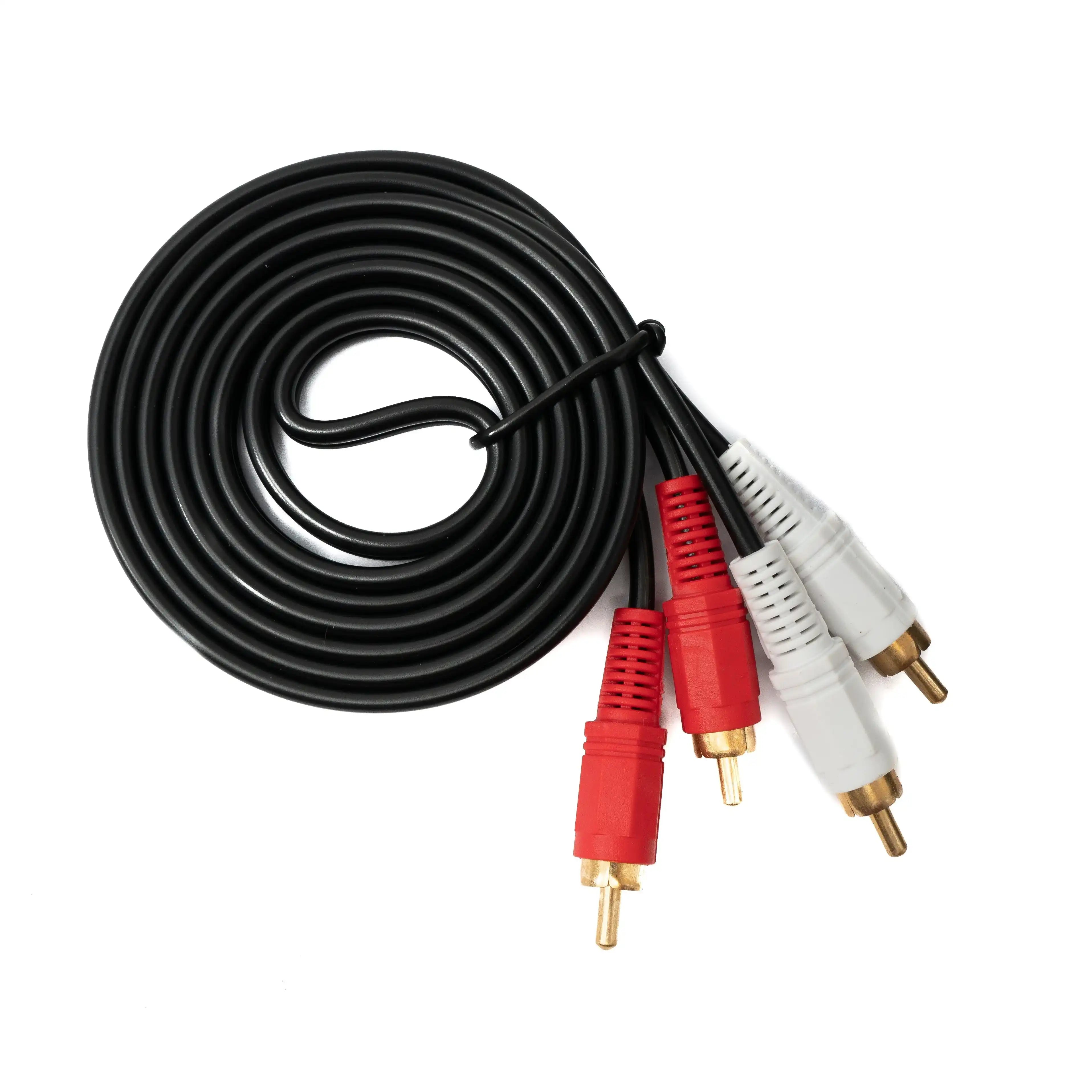 2 RCA Cinch Kabel Stecker Zu Stecker 1,5 Meter Schwarz Ideal Für TV Receiver Verstärker Heimkino