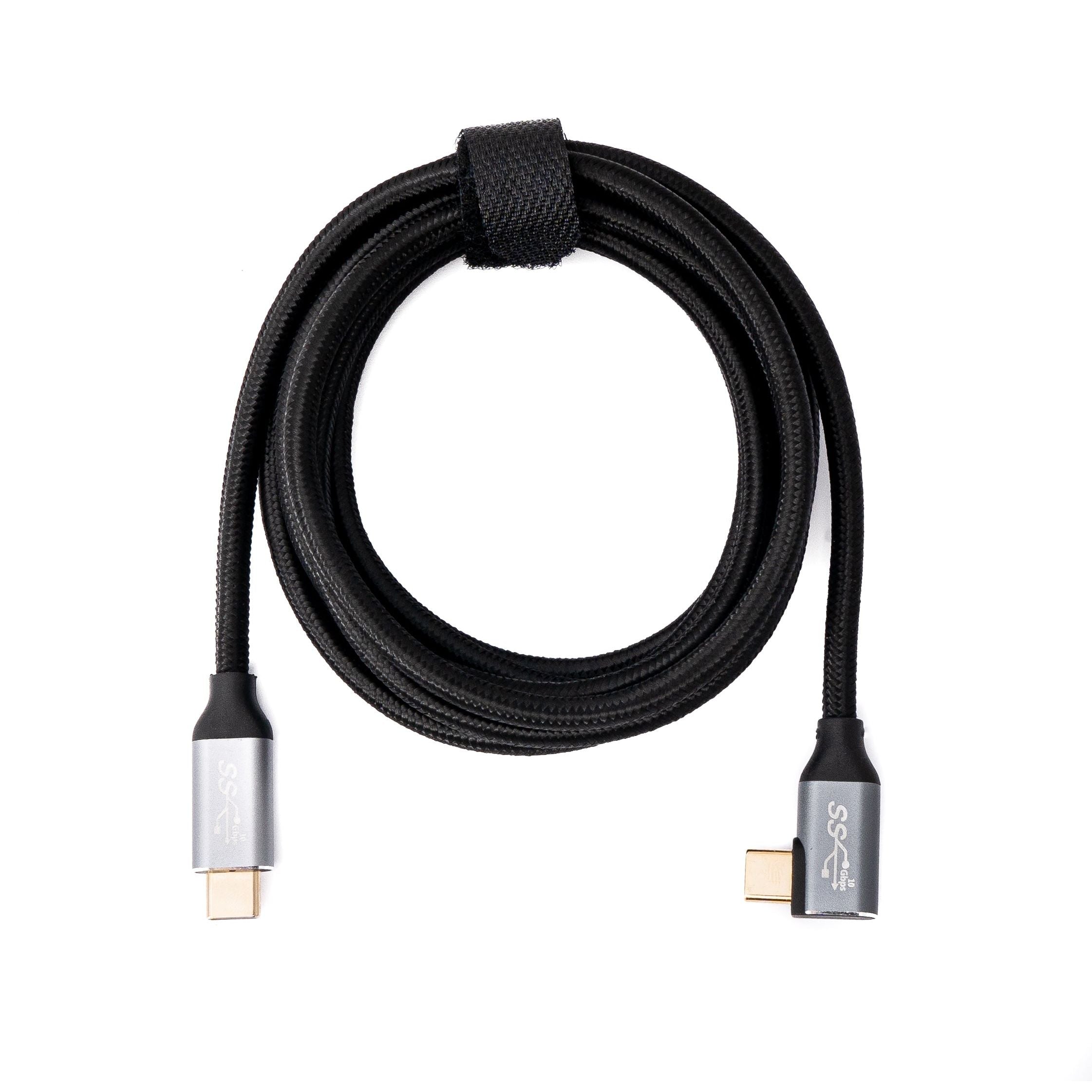 USB C Kabel 100W USB 3.1 Gen 2 2 m Winkel Stecker Zu Stecker Geflochten Schwarz Mit Schnellladung