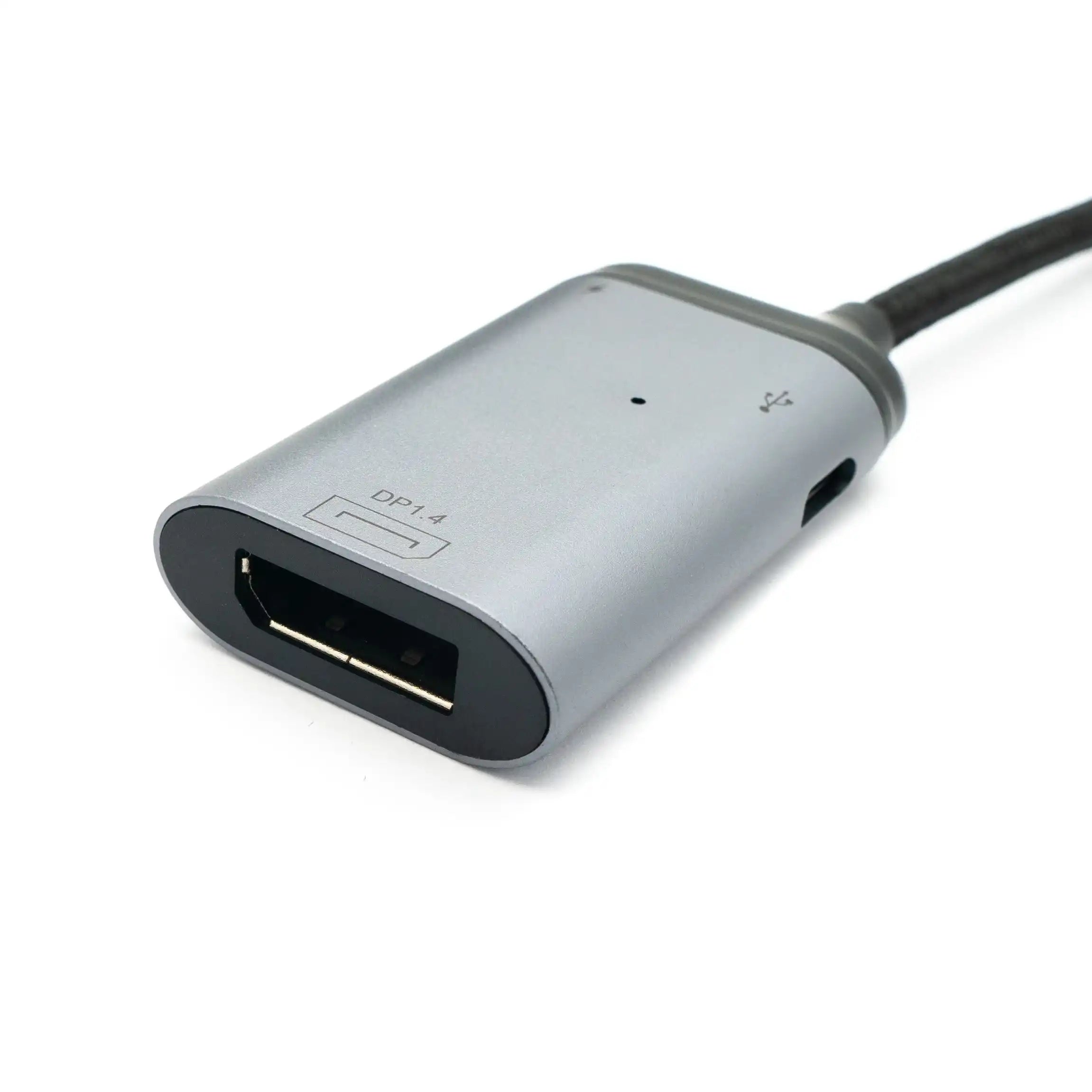 3in1 DisplayPort DP 1.4 USB C Kabel Adapter Grau Mit 2x USB Typ C Anschlüssen Für Laptop