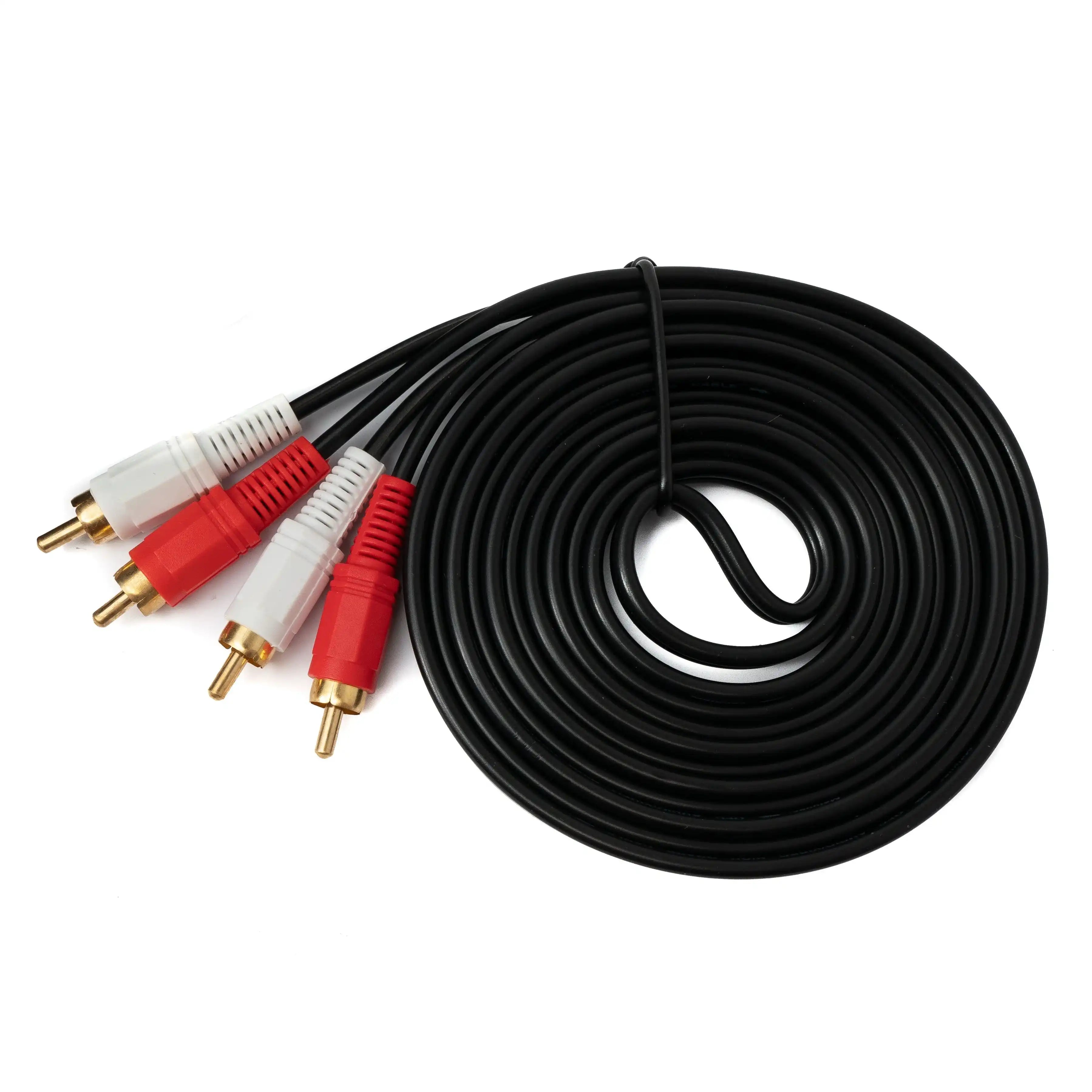 Cinch 2 RCA Kabel 3 m Stecker Zu Stecker Stereo AV Schwarz Hochwertiges Audio Video Kabel