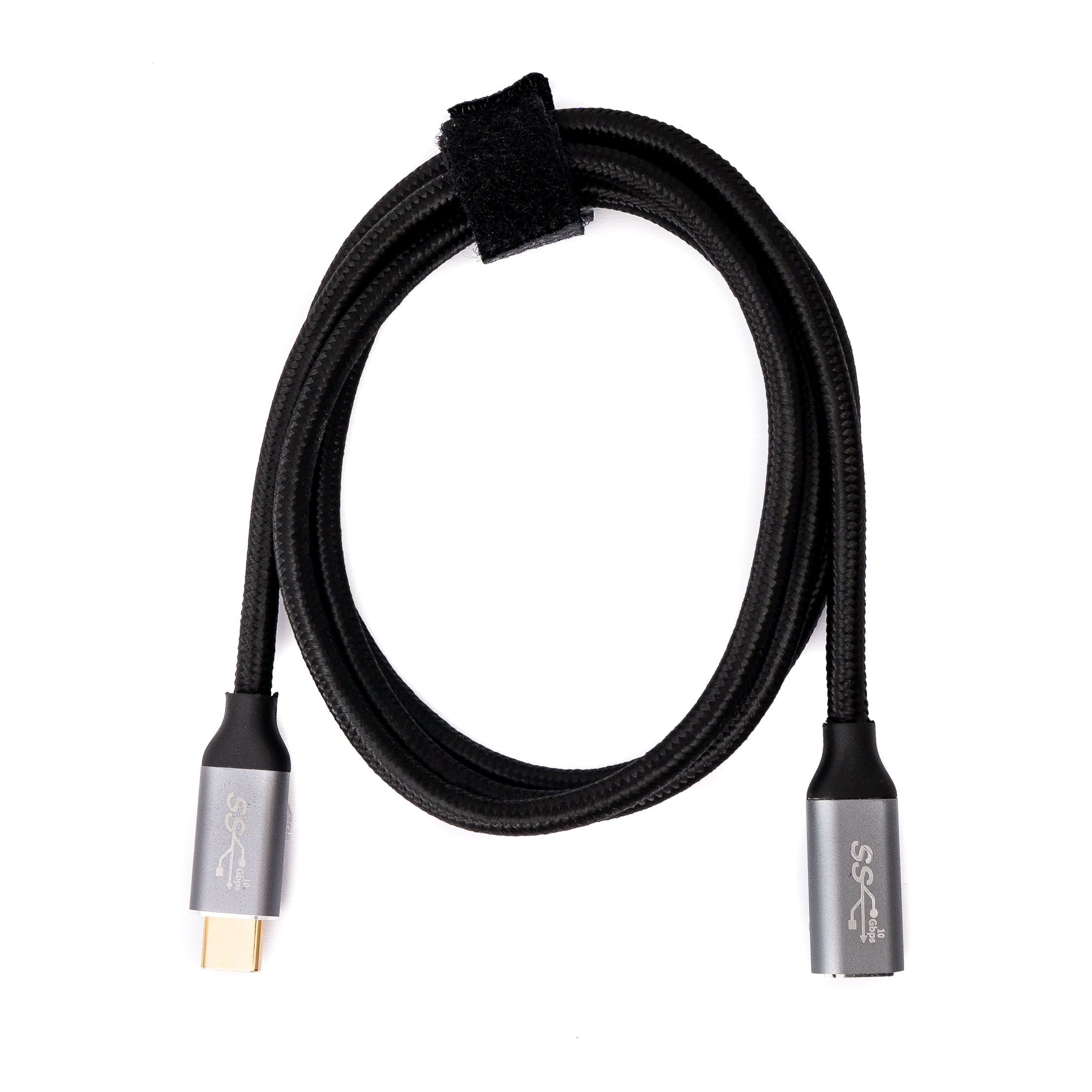 SYSTEM-S USB C Kabel 3.1 Gen 2 100W Geflochten Schwarz 100 cm Typ C Stecker Zu Buchse