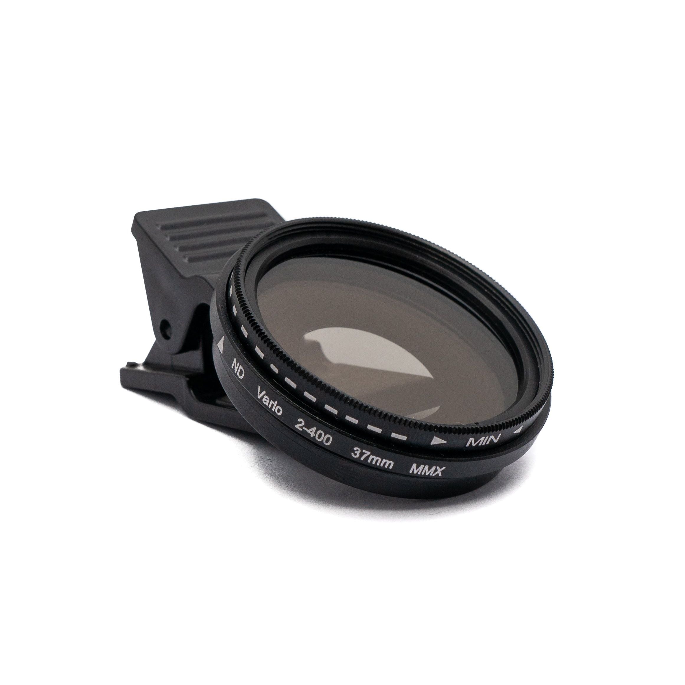 SYSTEM-S ND Vario Filter 37 mm 2 bis 400 Grau Linse mit Clip für Smartphones in Schwarz