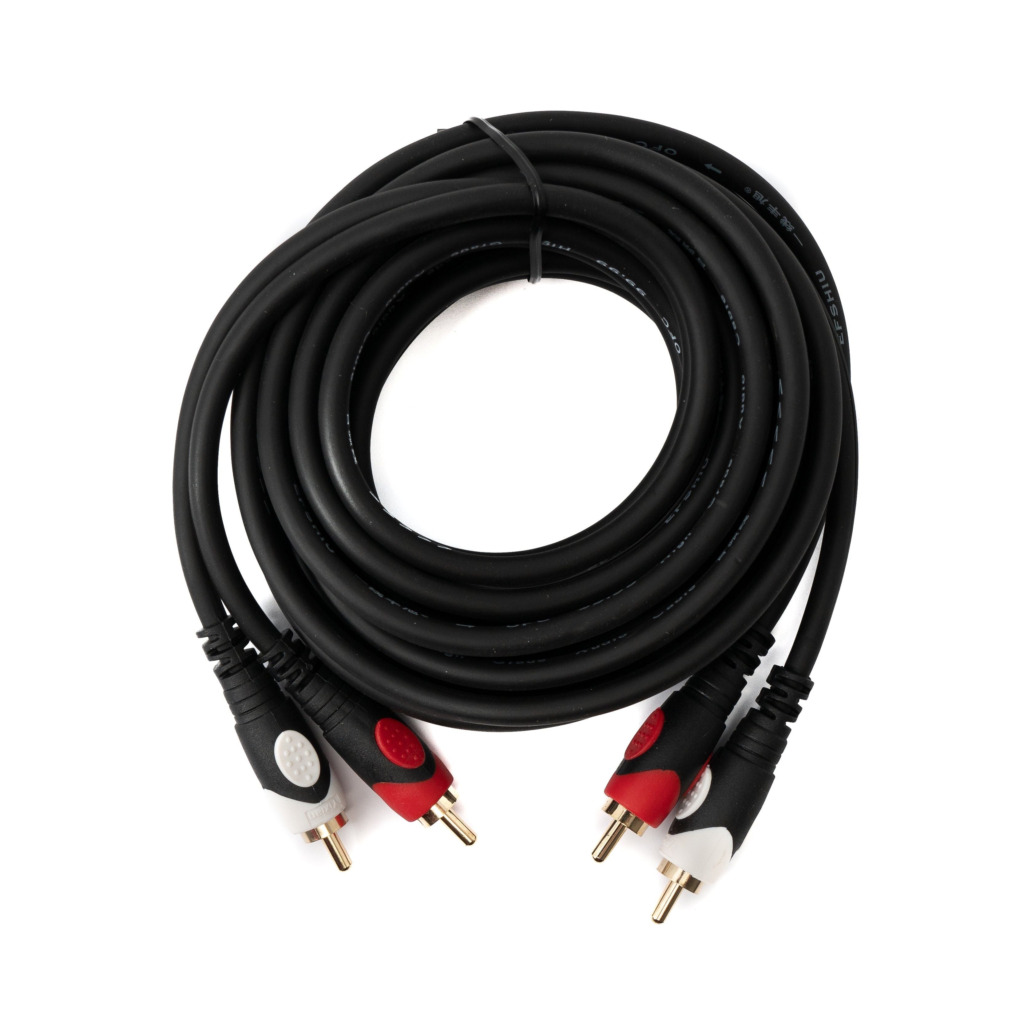 Cinch 2 RCA Kabel 3 Meter Stecker Zu Stecker Schwarz Für Stereo Audio Video Anwendungen