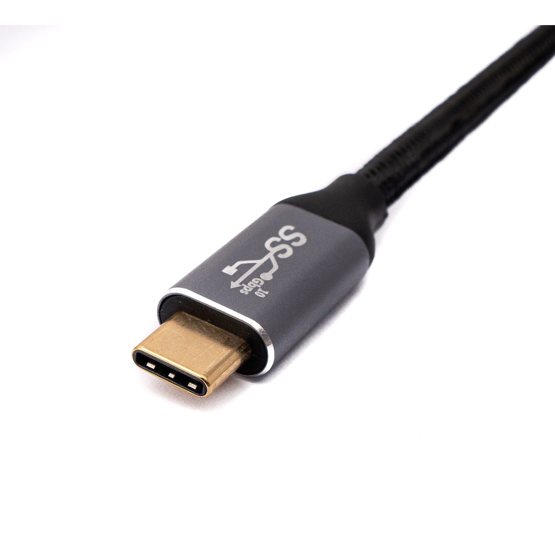 SYSTEM-S USB C Kabel 3.1 Gen 2 100W Geflochten Schwarz 100 cm Typ C Stecker Zu Buchse