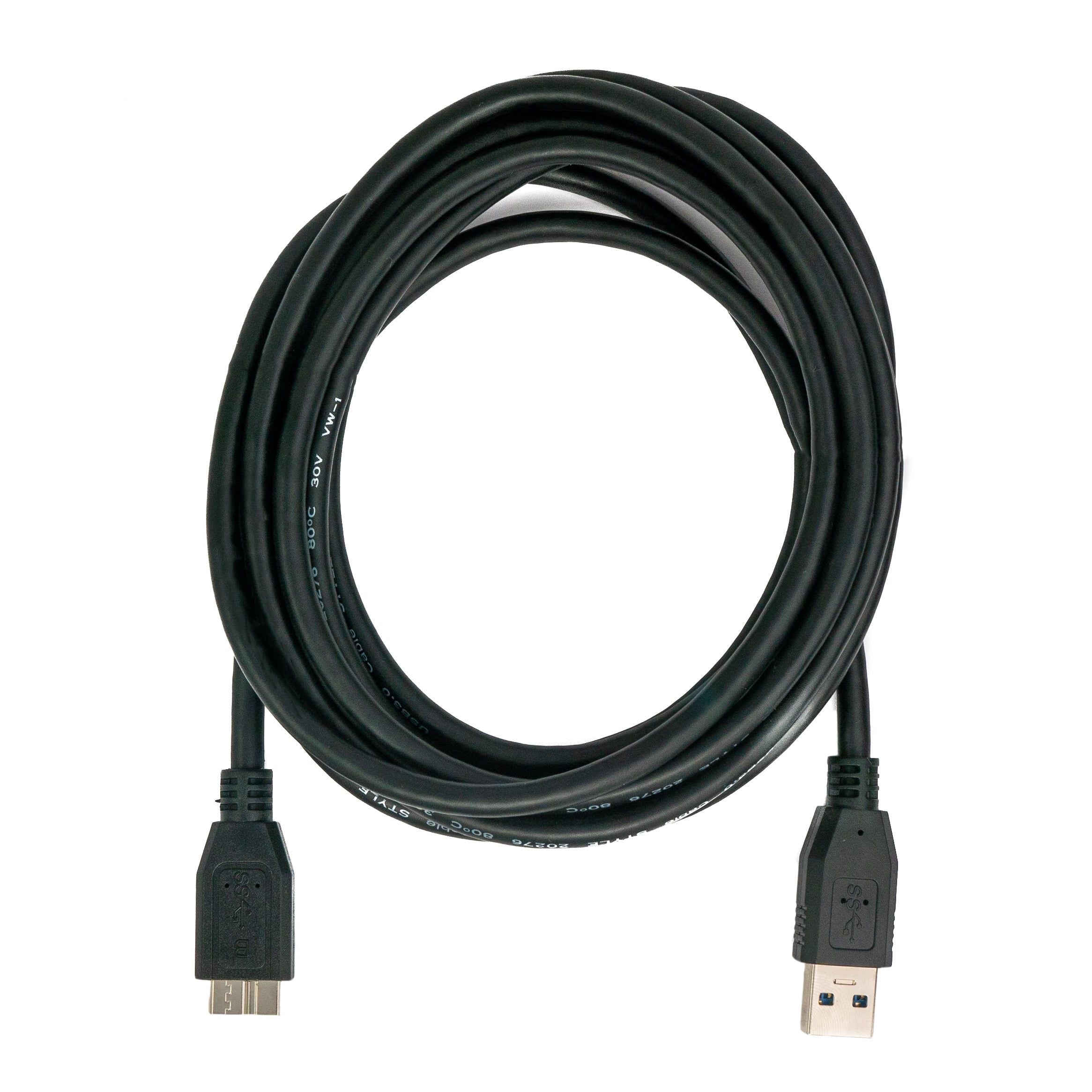 USB 3.0 Kabel 3 m Micro B auf Typ A Schwarz Hochwertiges SuperSpeed 5 Gbit pro Sekunde