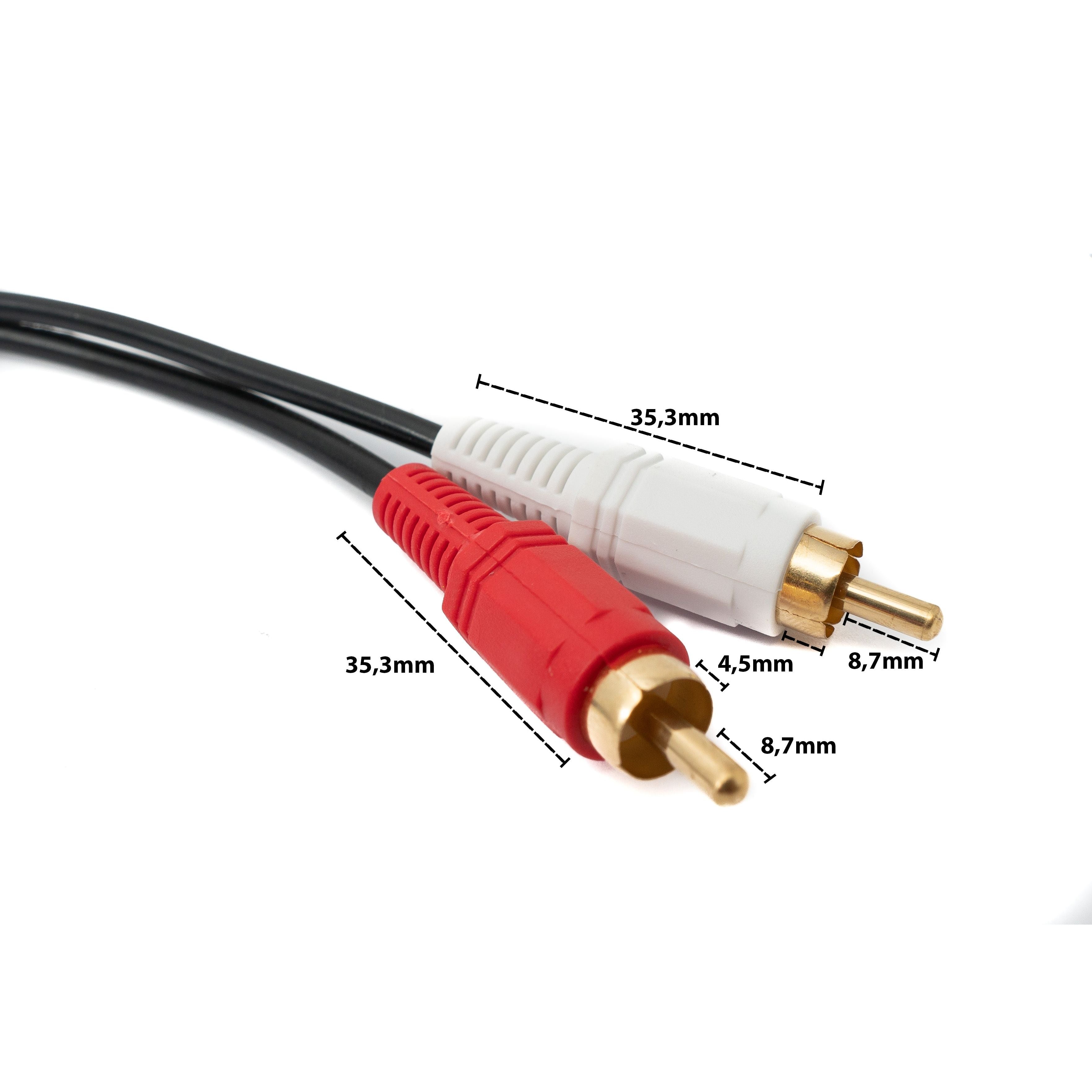 System-S Cinch 2 RCA Kabel 5 m Von Cinch Zu 3,5 mm Klinke - Goldkontaktstecker Für Klaren Stereo Sound