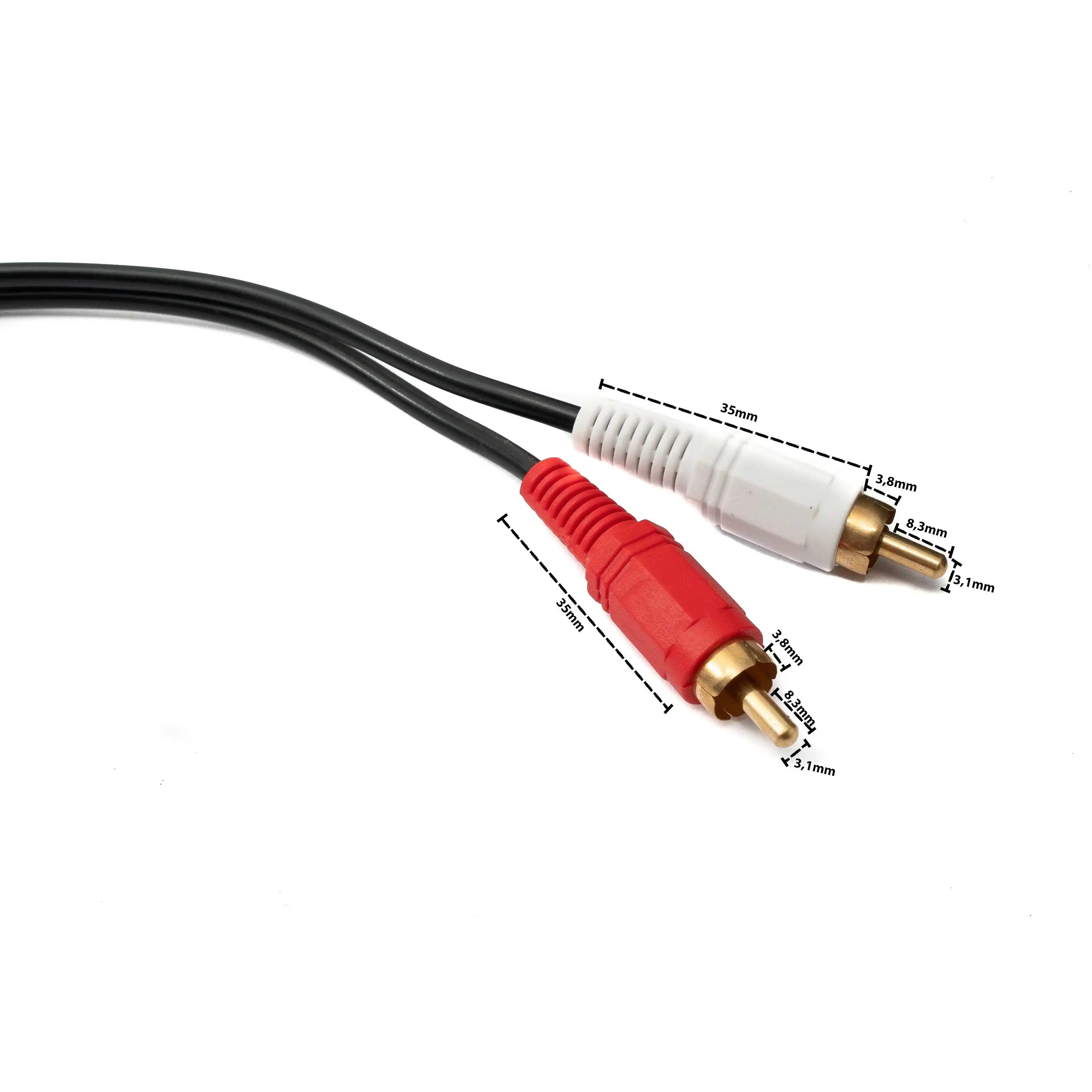 Cinch 2 RCA Kabel 3 m Stecker Zu Stecker Stereo AV Schwarz Hochwertiges Audio Video Kabel
