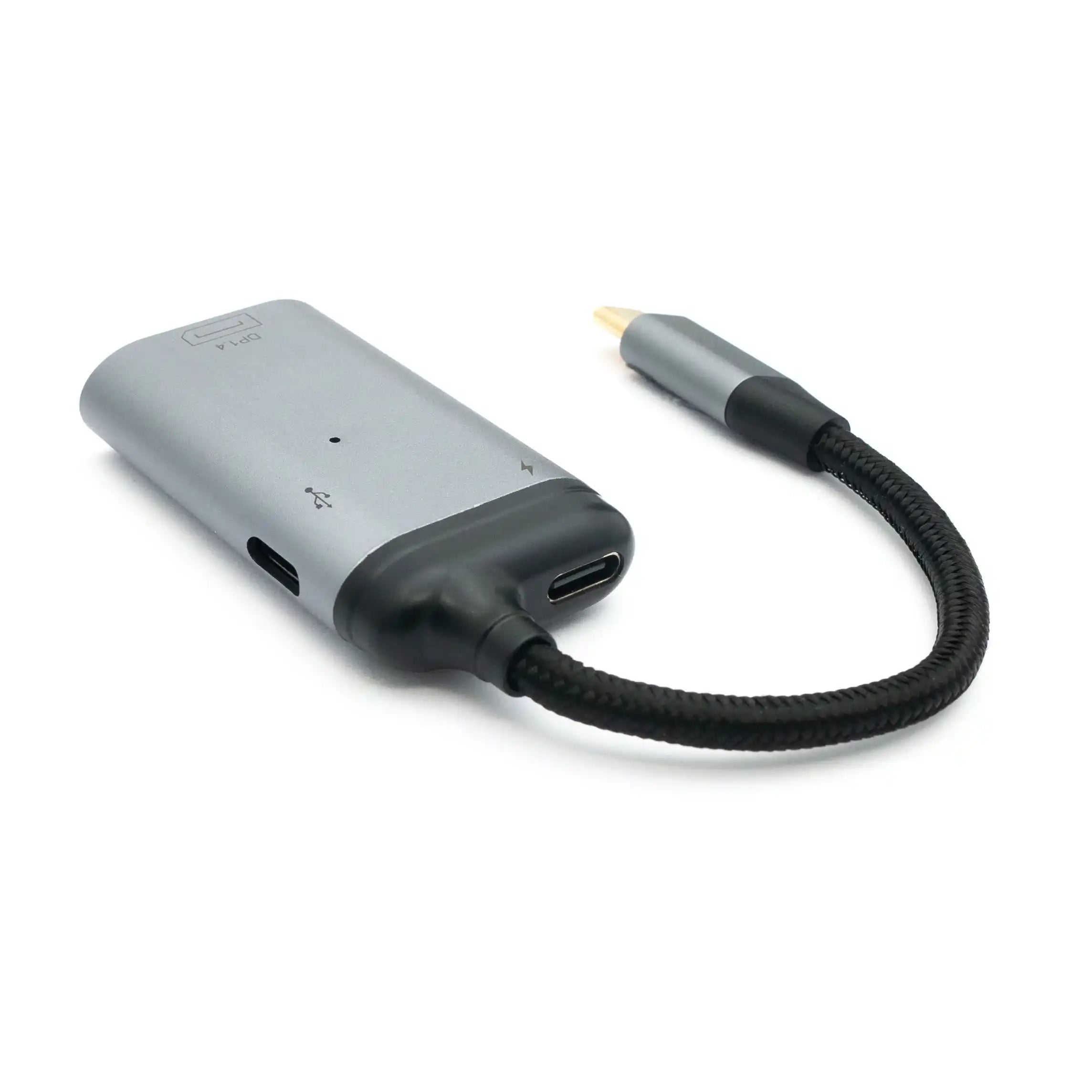 3in1 DisplayPort DP 1.4 USB C Kabel Adapter Grau Mit 2x USB Typ C Anschlüssen Für Laptop