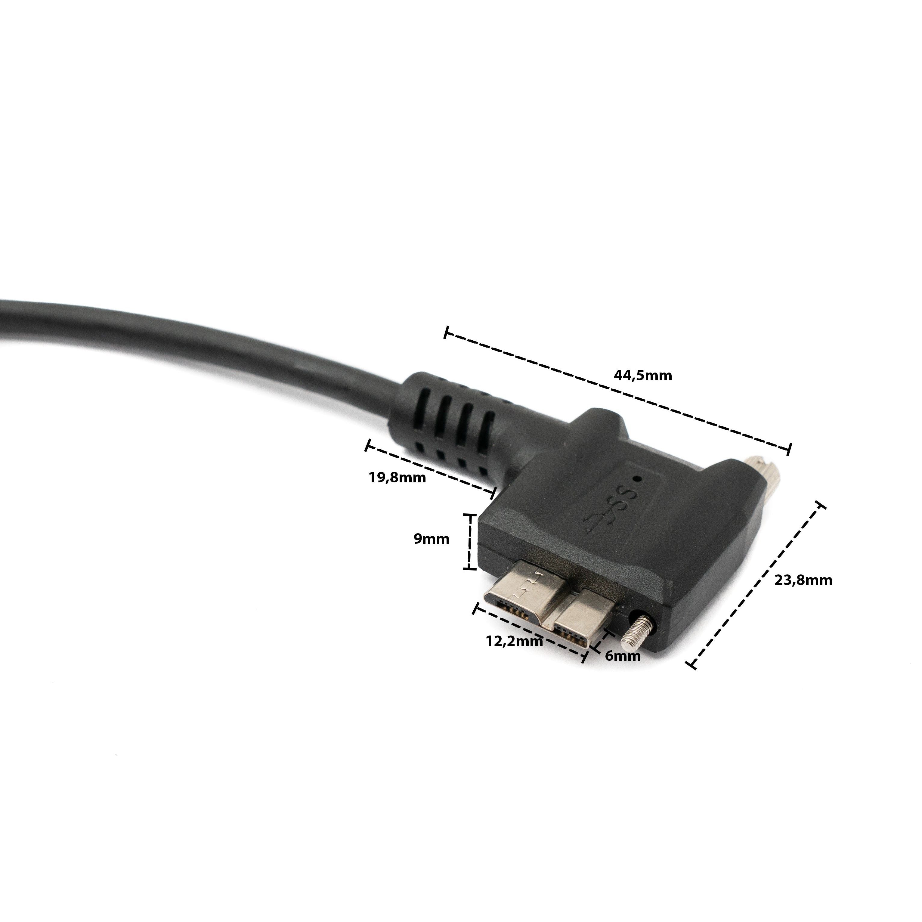 SystemS USB 3.0 Kabel 30 Cm Micro B Auf USB A Winkel Stecker Rechtwinklig Schwarz Lade Und Datenkabel