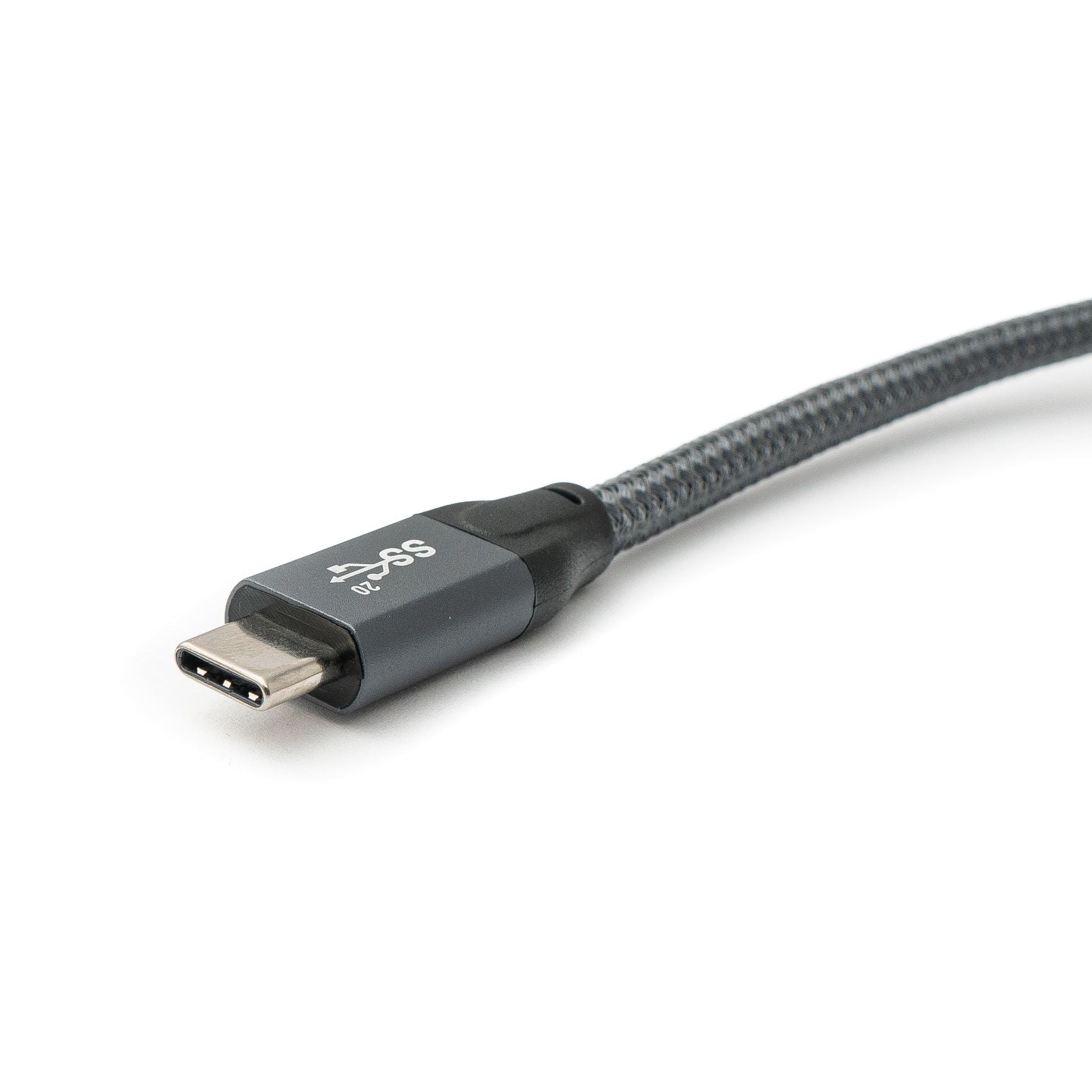 USB C Kabel Gen 2 3.1 Winkelstecker Geflochten Grau 150 cm Hochwertige Datenübertragung
