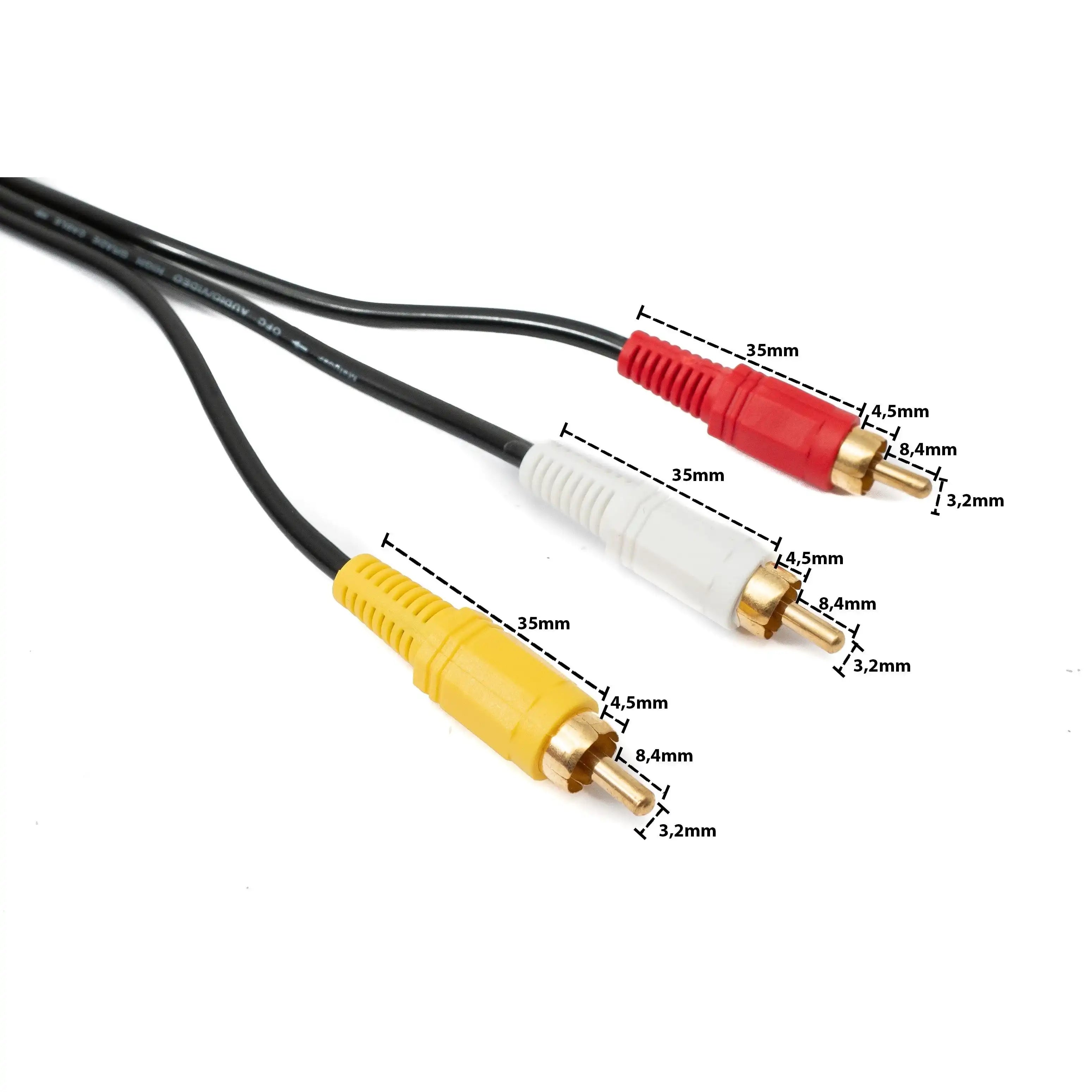 Cinch 3 RCA Kabel 15 Meter Lang Stecker Zu Stecker Stereo Und Composite AV Schwarz