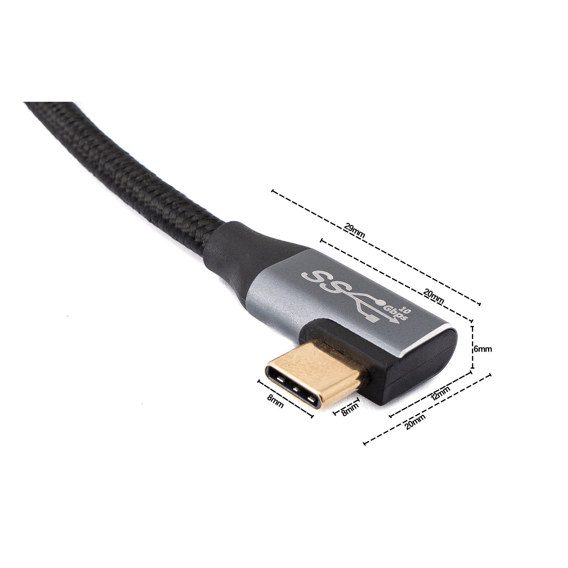 USB C Kabel 100W USB 3.1 Gen 2 2 m Winkel Stecker Zu Stecker Geflochten Schwarz Mit Schnellladung