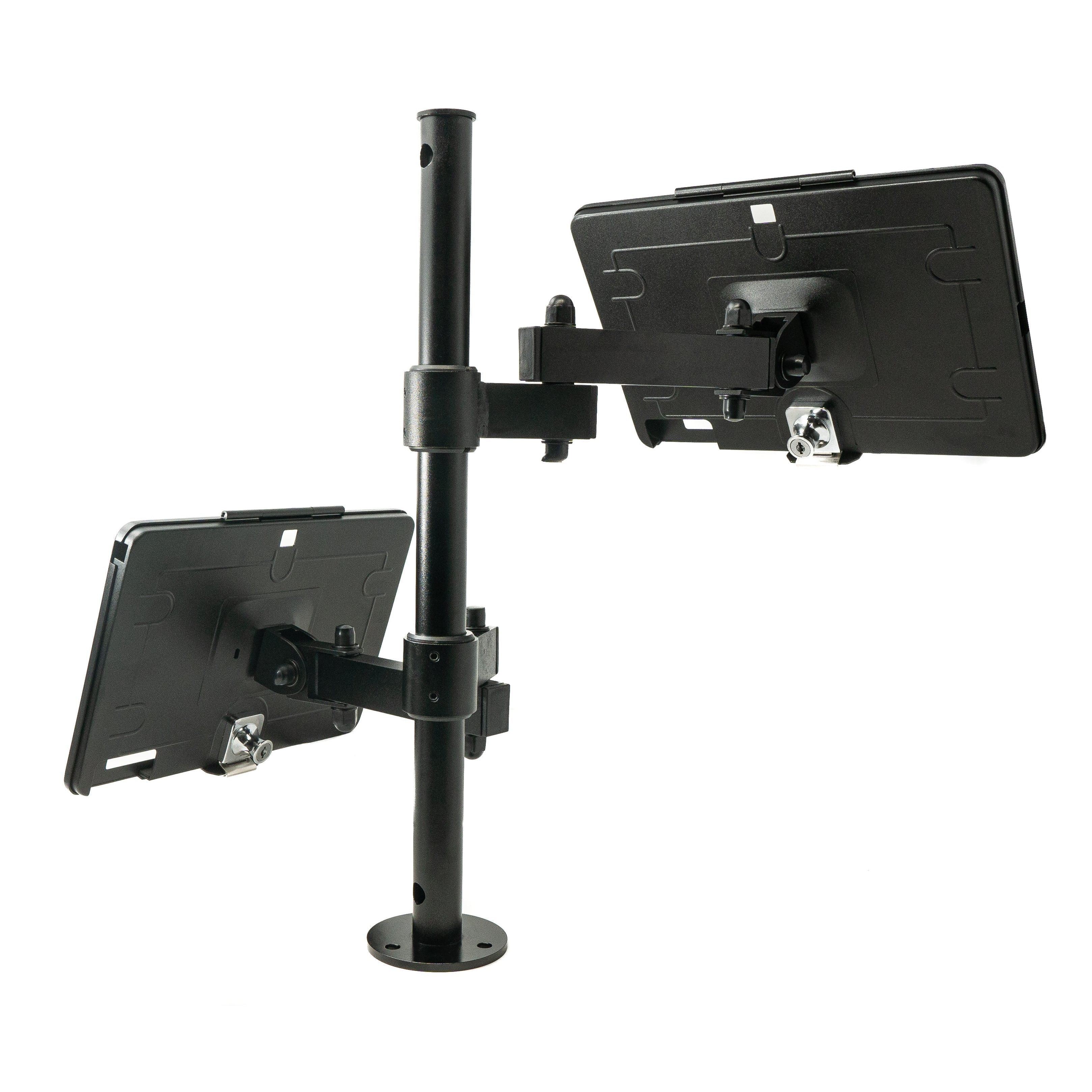 SYSTEM-S Tischständer Dual 360 Grad Halterung Für Zwei iPads 7 bis 10,2 Zoll Abschließbar