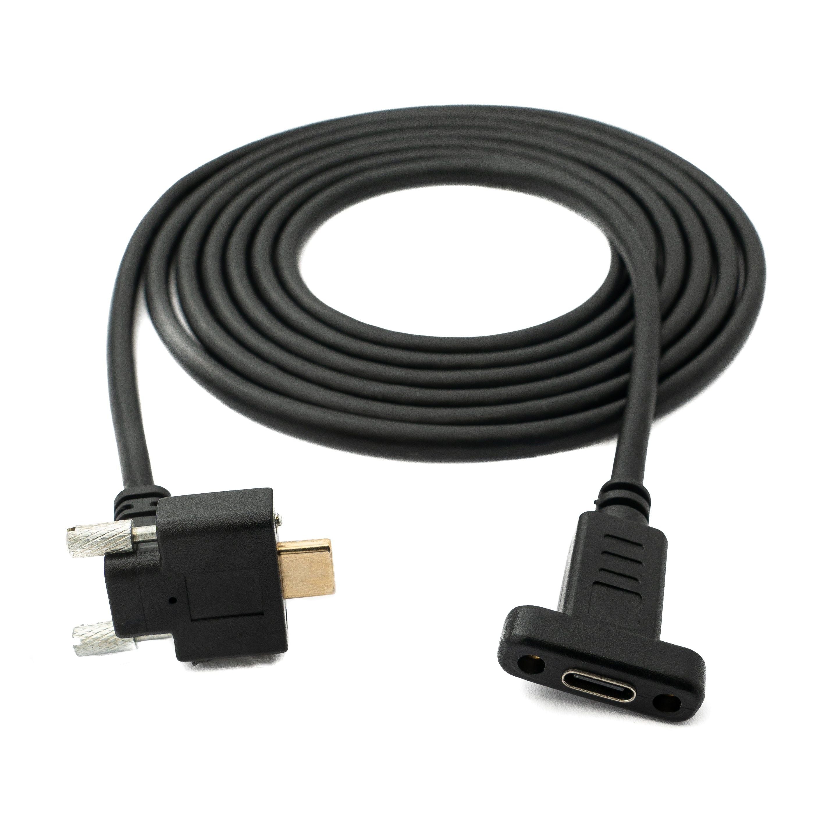 USB C Kabel 3.1 Gen 2 100W 2 m Schraubwinkel Typ C Stecker Buchse Schwarz Hochwertige Ladeleistung