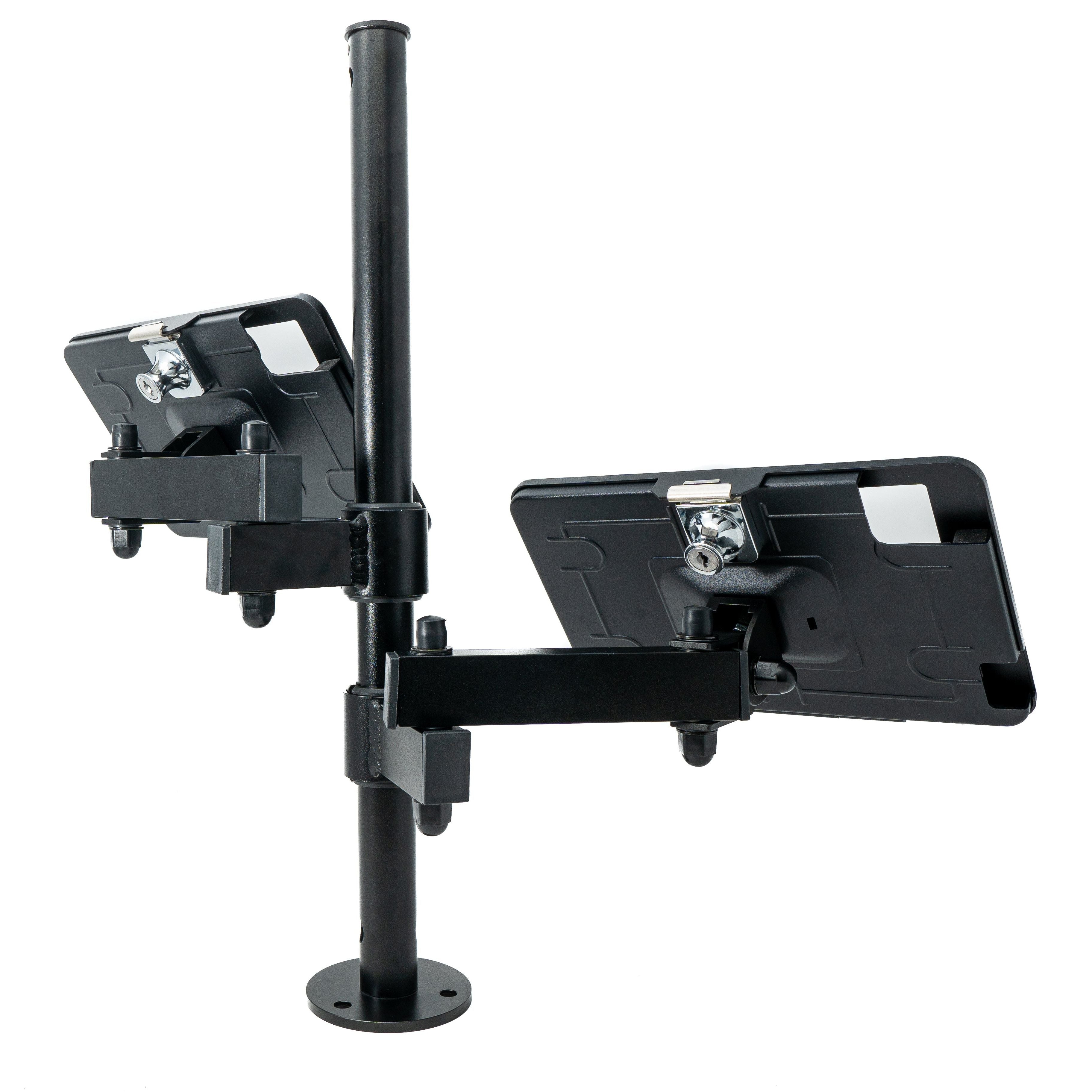 System-S Doppel Tischhalterung 360 Grad Ständer Abschließbar Für Zwei iPad Mini 6 2021 Schwarz