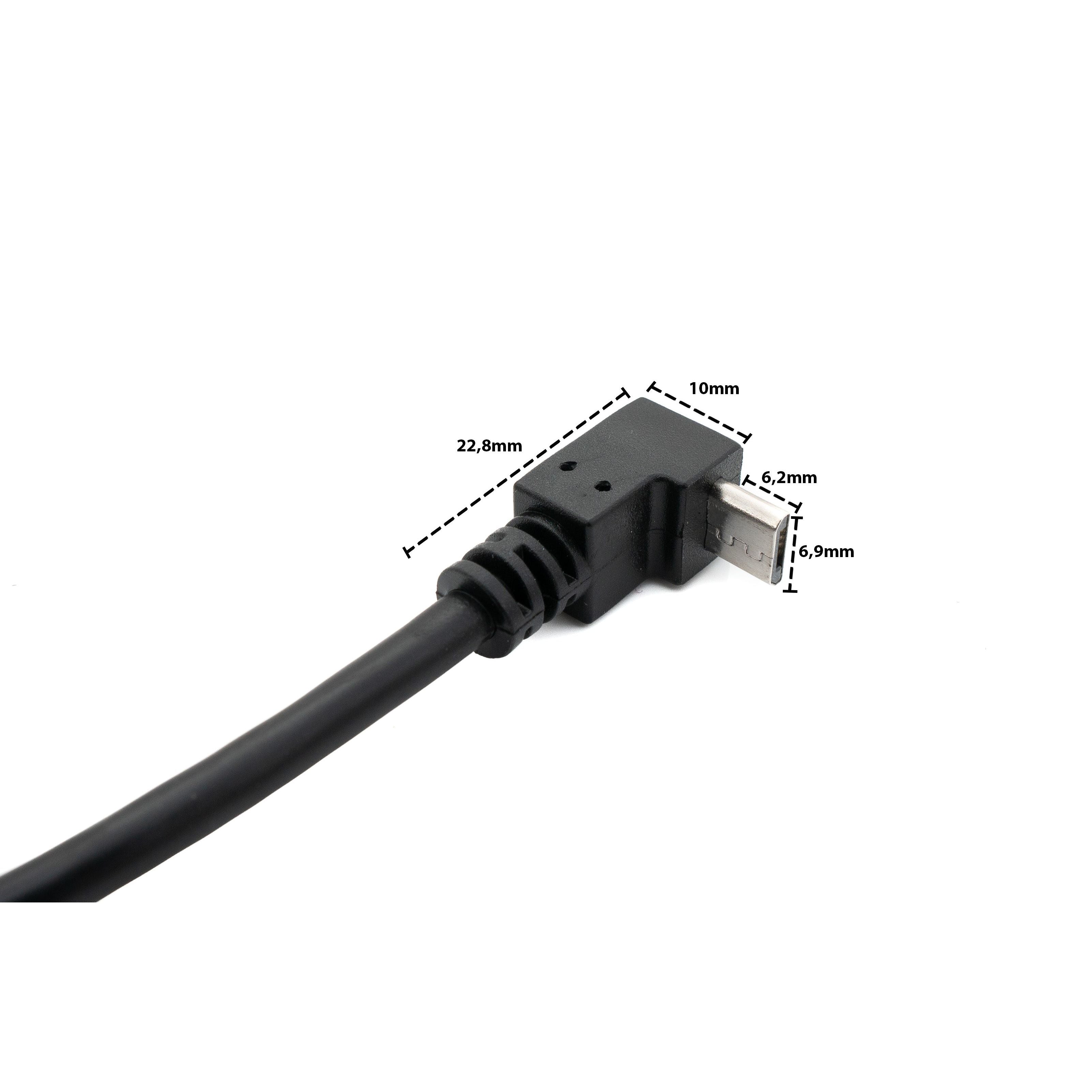 SystemS USB 2.0 Kabel Typ A Zu Micro B Winkel 25 cm Schwarz Datenübertragung Und Laden