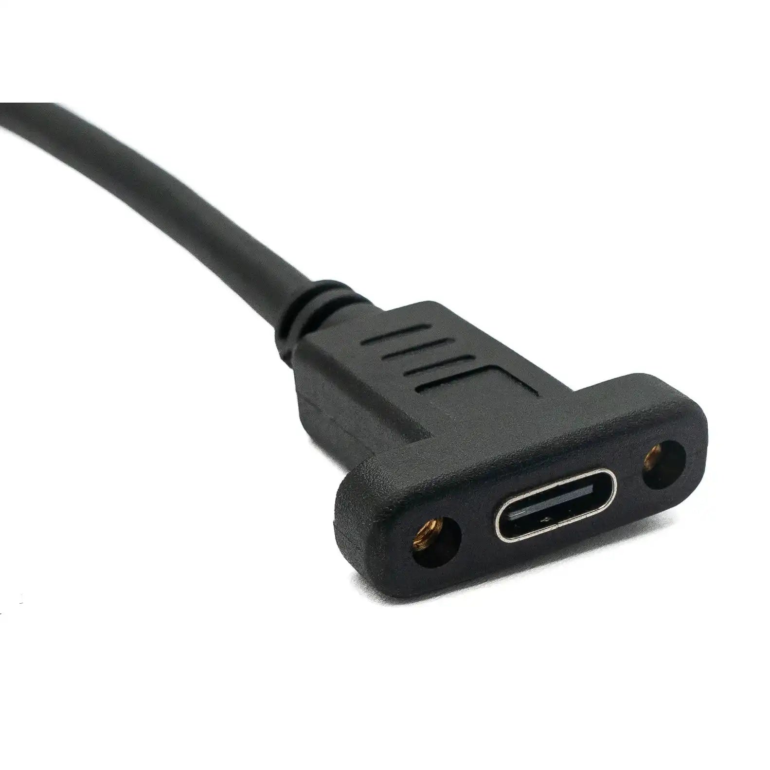USB 3.1 Kabel 30 Cm Typ C Stecker Zu Buchse Schraube Winkel Adapter Schwarz Ideal Für PC